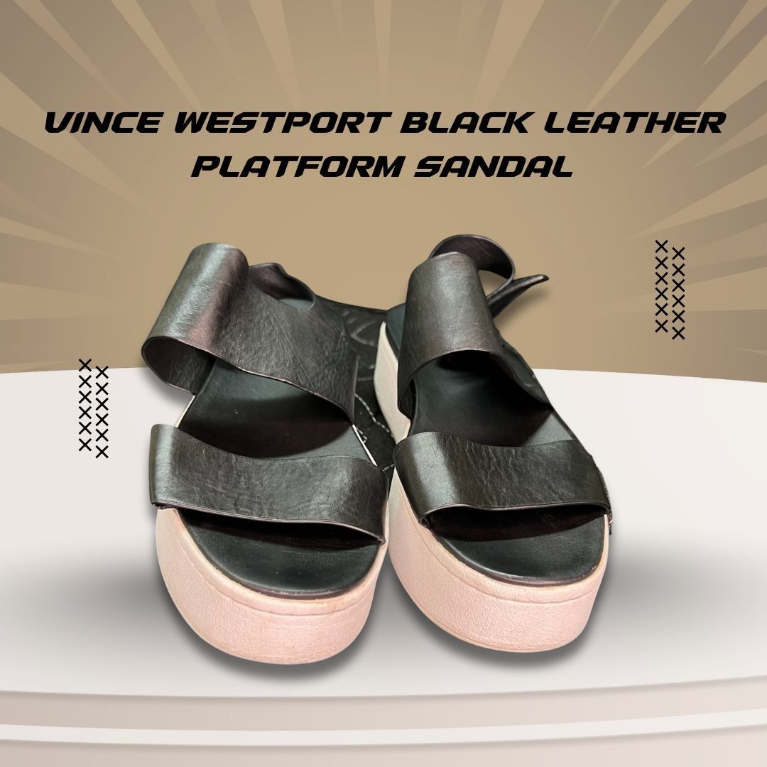 Vince Vince Westport Black Leather Platform Sandals Womens Size 8. Size US 8.5 / IT 38.5 - 1 Thumbnail
