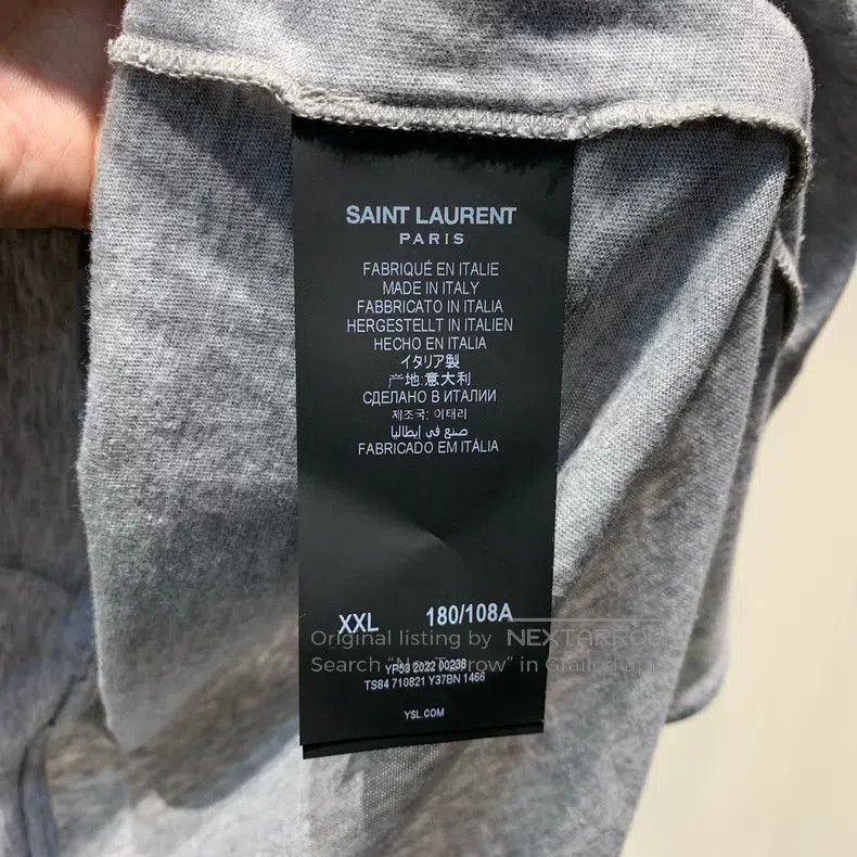 Saint Laurent Paris Saint Laurent Paris Grey Chest Logo Short Sleeve Size US XXL / EU 58 / 5 - 4 Thumbnail