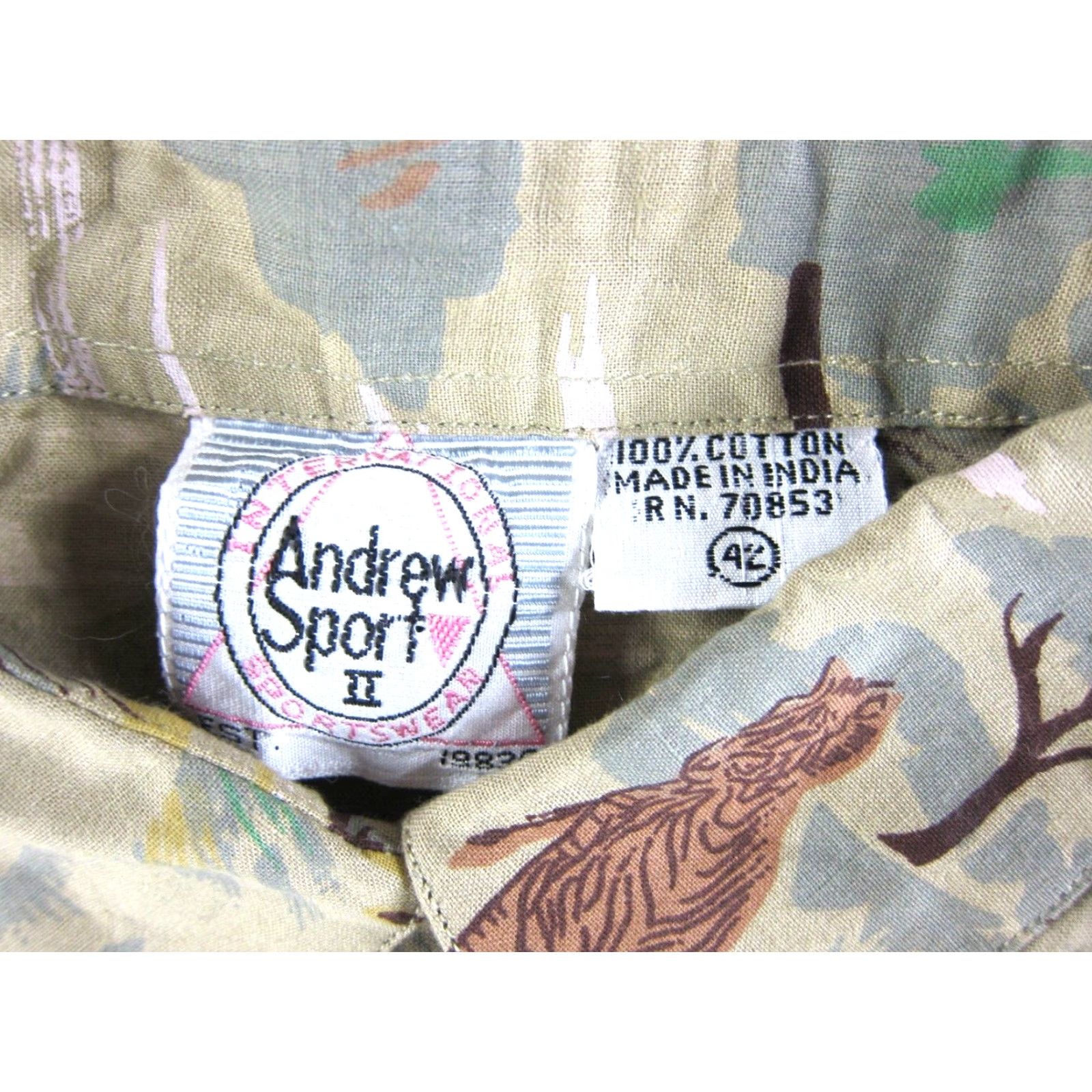 Vintage VTG Andrew Sport II Cotton Green Brown Safari Zebra Long Sleeve Shirt Women L Size L / US 10 / IT 46 - 3 Thumbnail