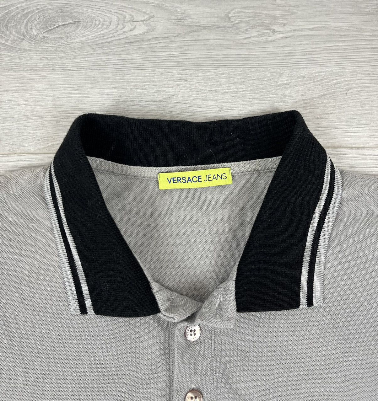 Versace Versace Jeans Grey Cotton Button Logo Polo Shirt Size US XL / EU 56 / 4 - 5 Thumbnail