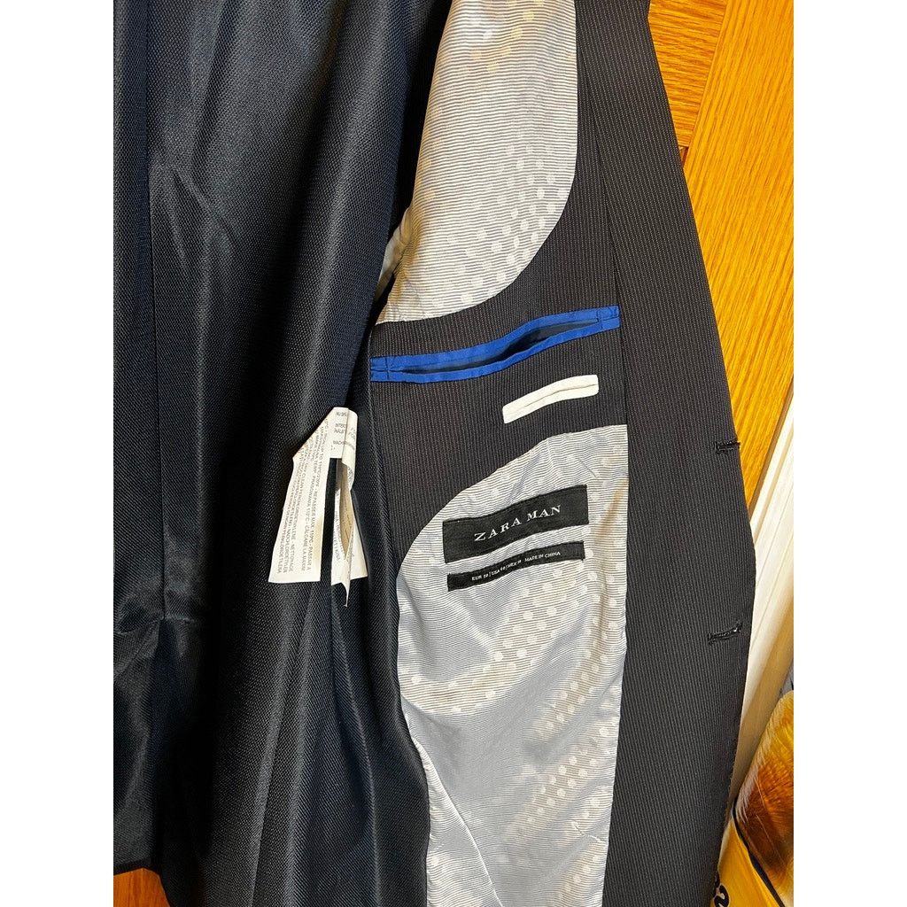 Zara Zara Navy Blazer with Striped Pattern EU 38/US 40 Size 38R - 3 Thumbnail