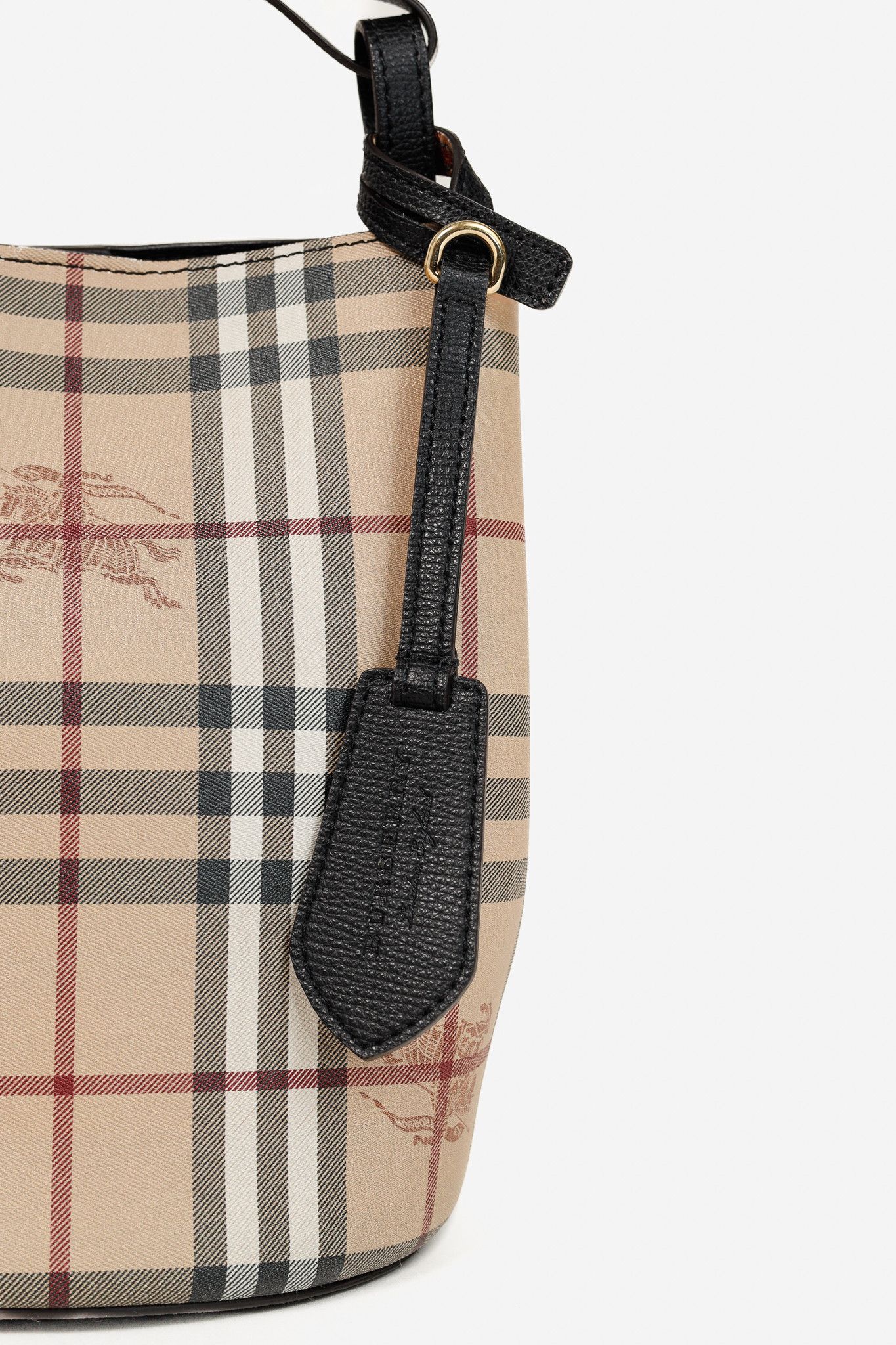 Burberry Burberry Small Lorne Haymarket Check Leather-Trim Bucket Bag Size ONE SIZE - 8 Thumbnail