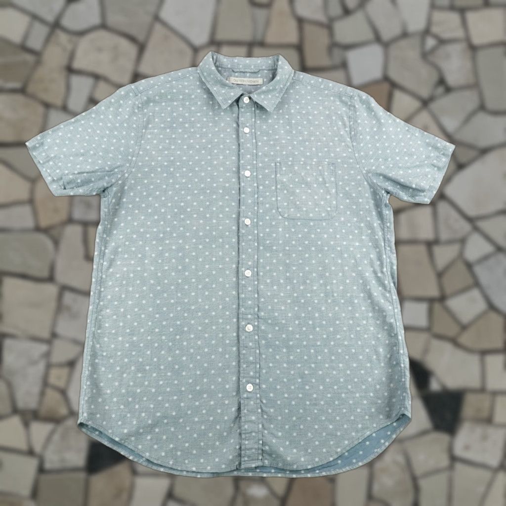 Outerknown Outerknown Shirt Mens Medium Blue Floral Reverse Print Organic Cotton Hemp Short Sleeve Button-Up Casual Size US M / EU 48-50 / 2 - 1 Thumbnail
