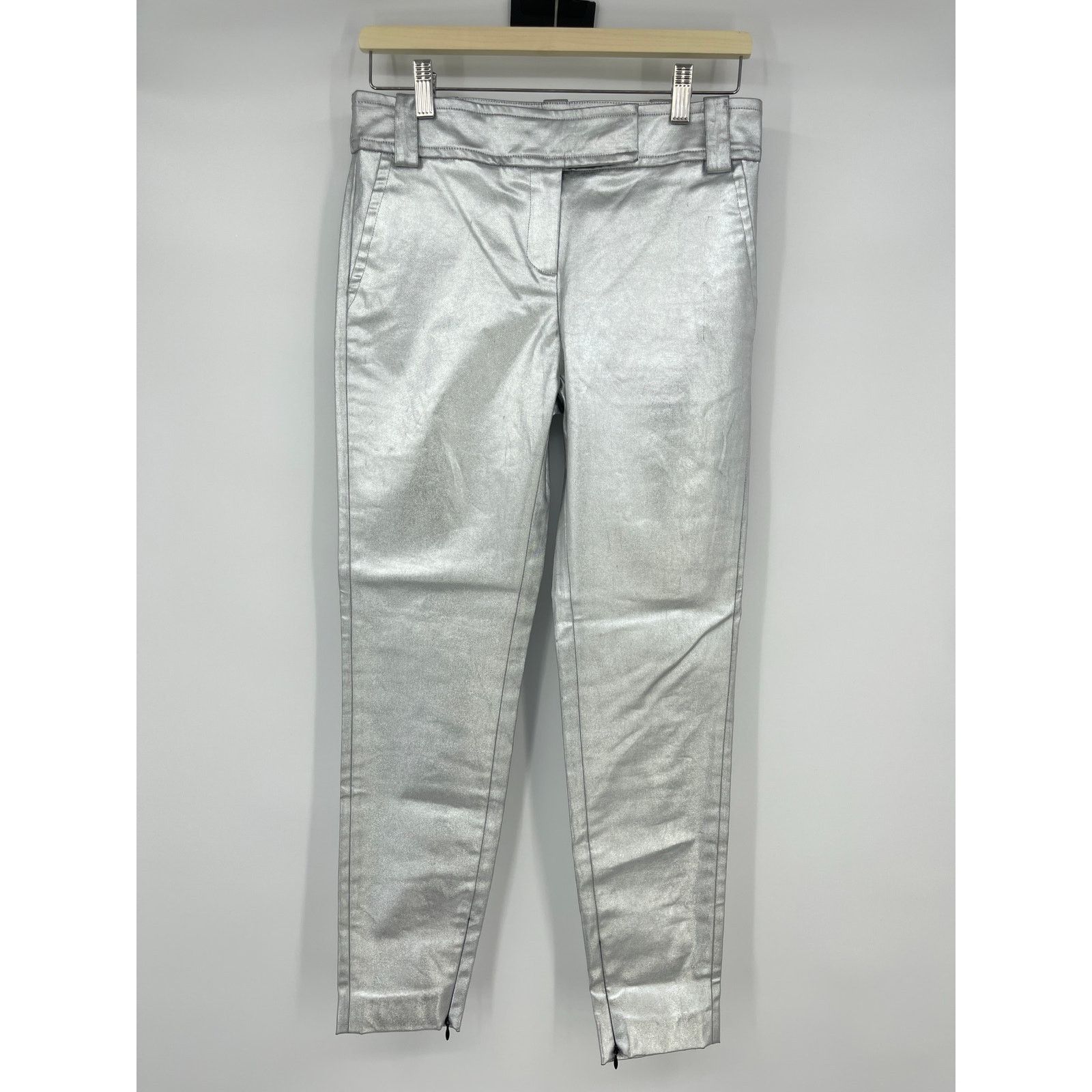 KHAITE KHAITE | Dresden Silver Metallic Low Rise Ankle Zip Pants 4 Size 27" / US 4 / IT 40 - 3 Thumbnail