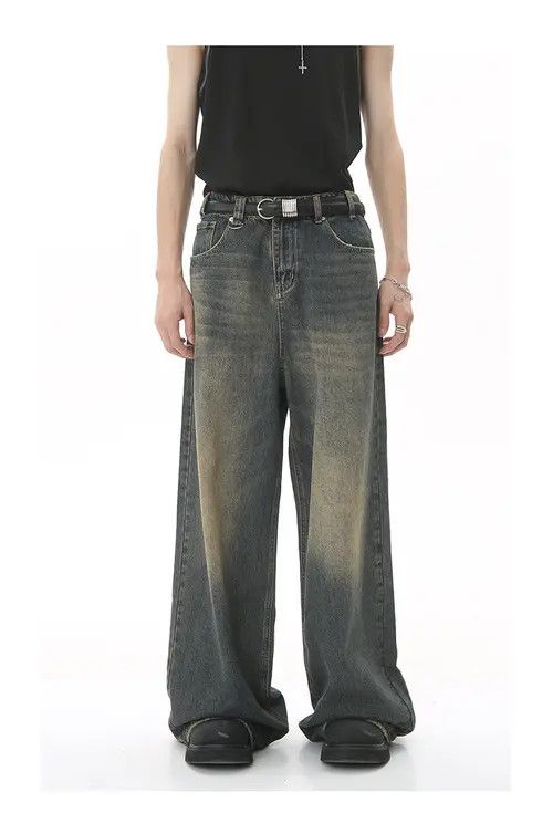 Japanese Brand × Jean Vintage washed distressed loose wide-leg jeans Size US 33 - 2 Thumbnail