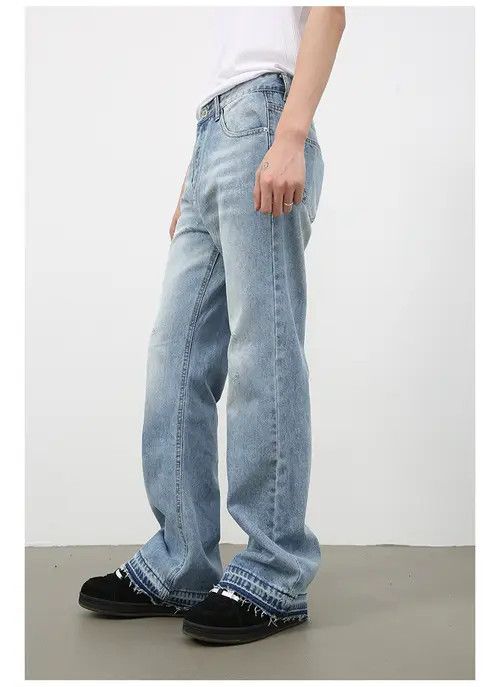 Japanese Brand × Jean Pants Men's trendy loose straight-leg ripped flared jeans Size US 32 / EU 48 - 4 Thumbnail