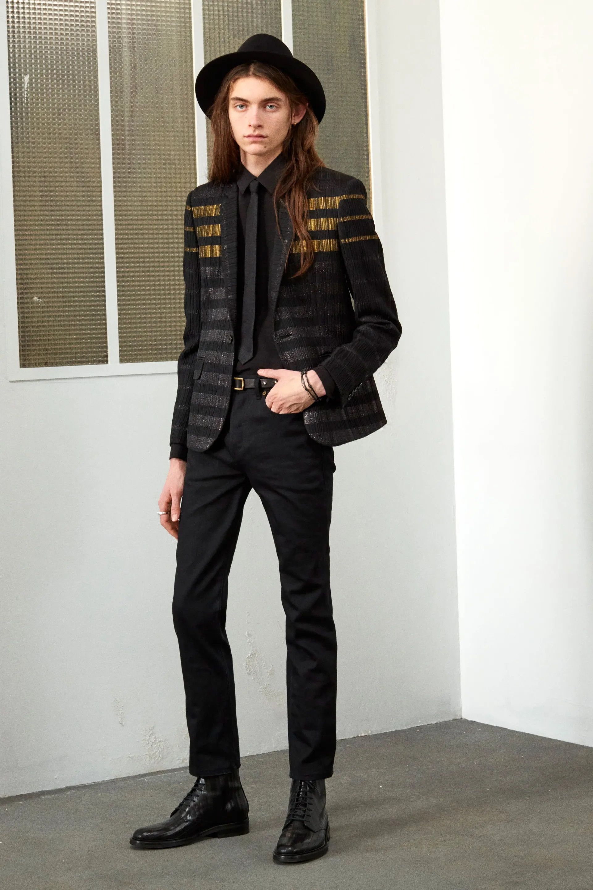 Saint Laurent Paris SLP - Pre-Fall 2019 - Stripe-Patterned Pleated Blazer Size 50R - 1 Thumbnail