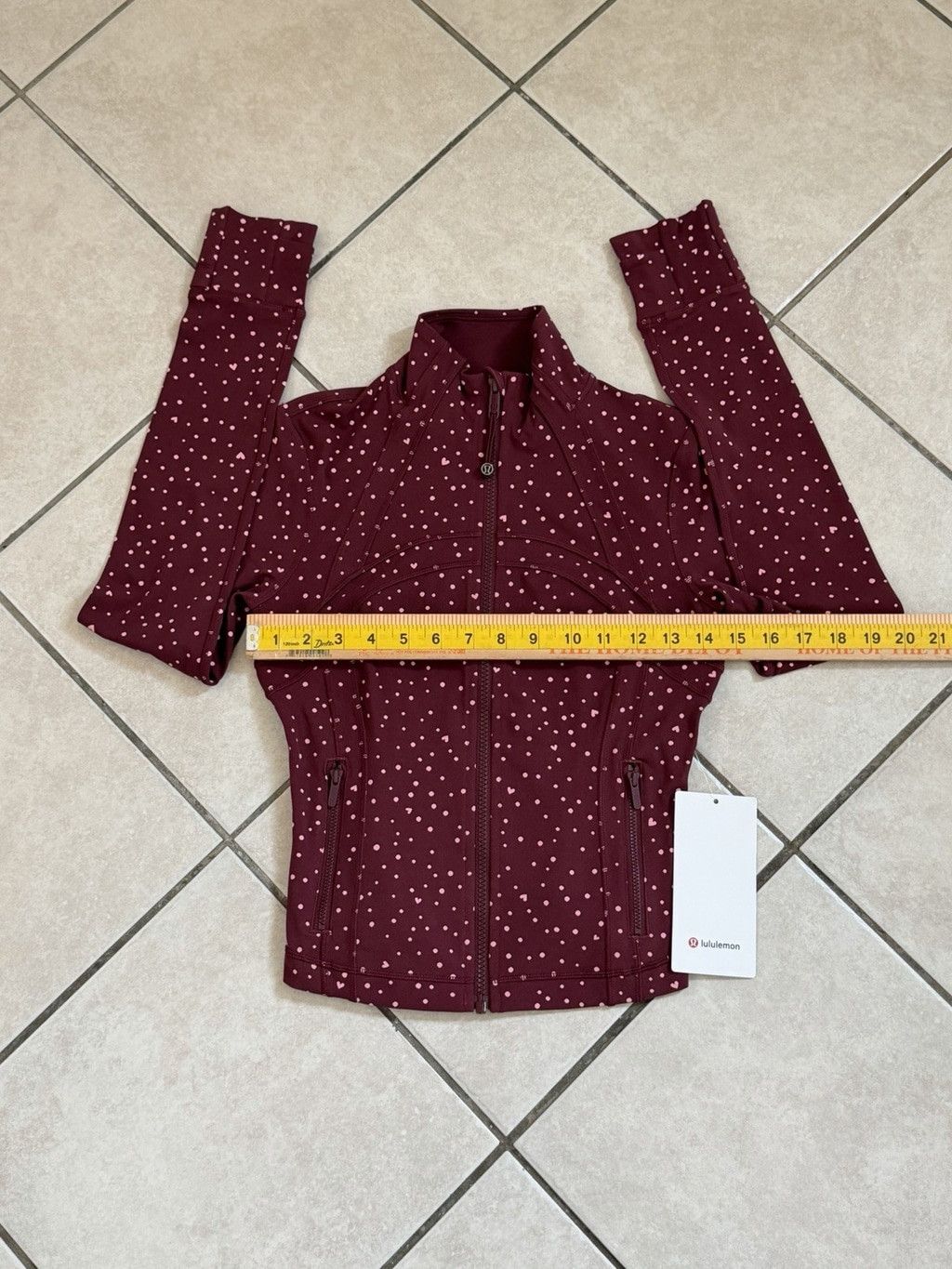 Lululemon LULULEMON DEFINE CROPPED JACKET BURGUNDY HEART DOT PINK Sz 4 Size S / US 4 / IT 40 - 2 Thumbnail