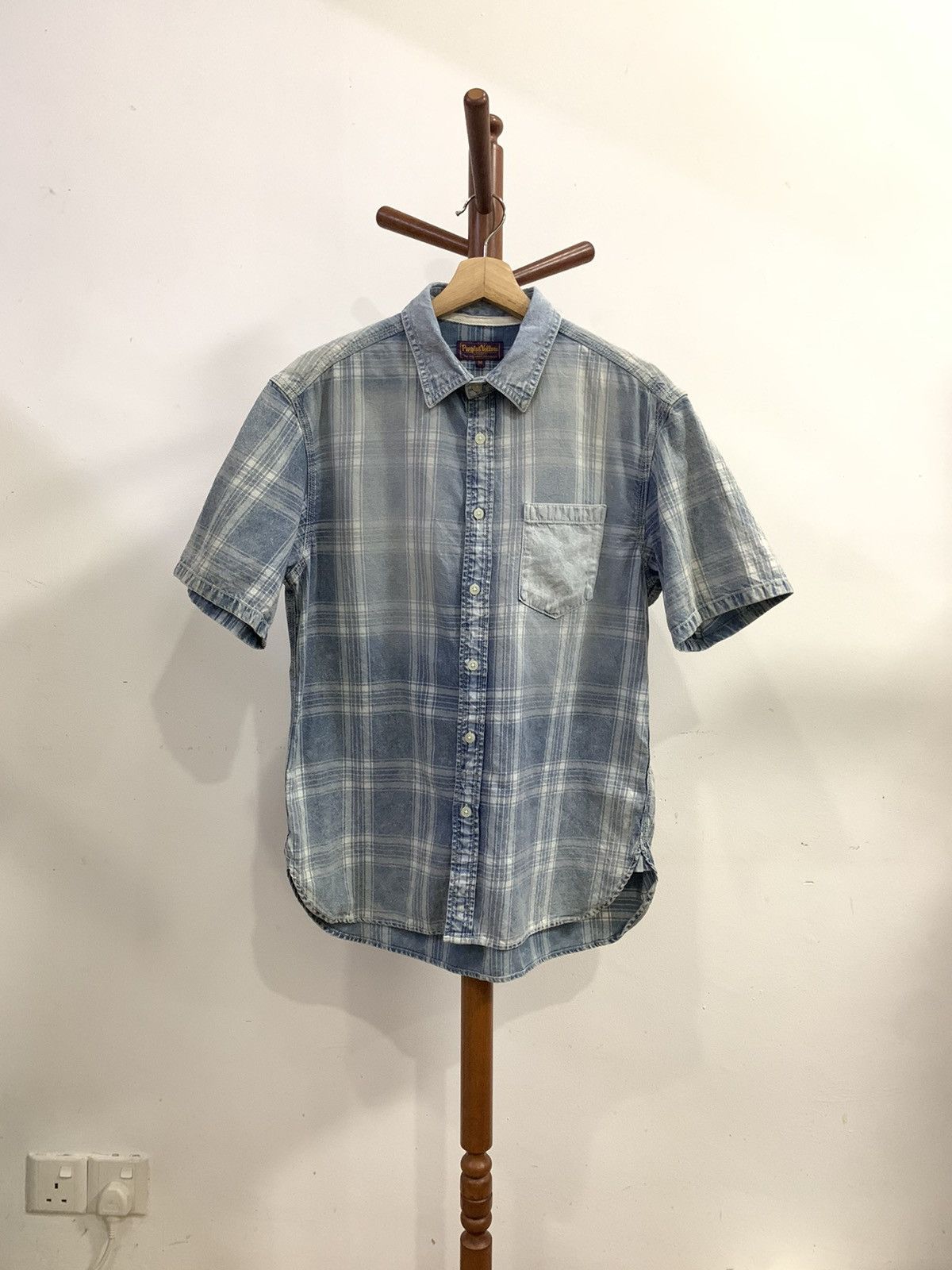 Japanese Brand Purple & Yellow Tartan Denim Shirts Size US M / EU 48-50 / 2 - 1 Thumbnail