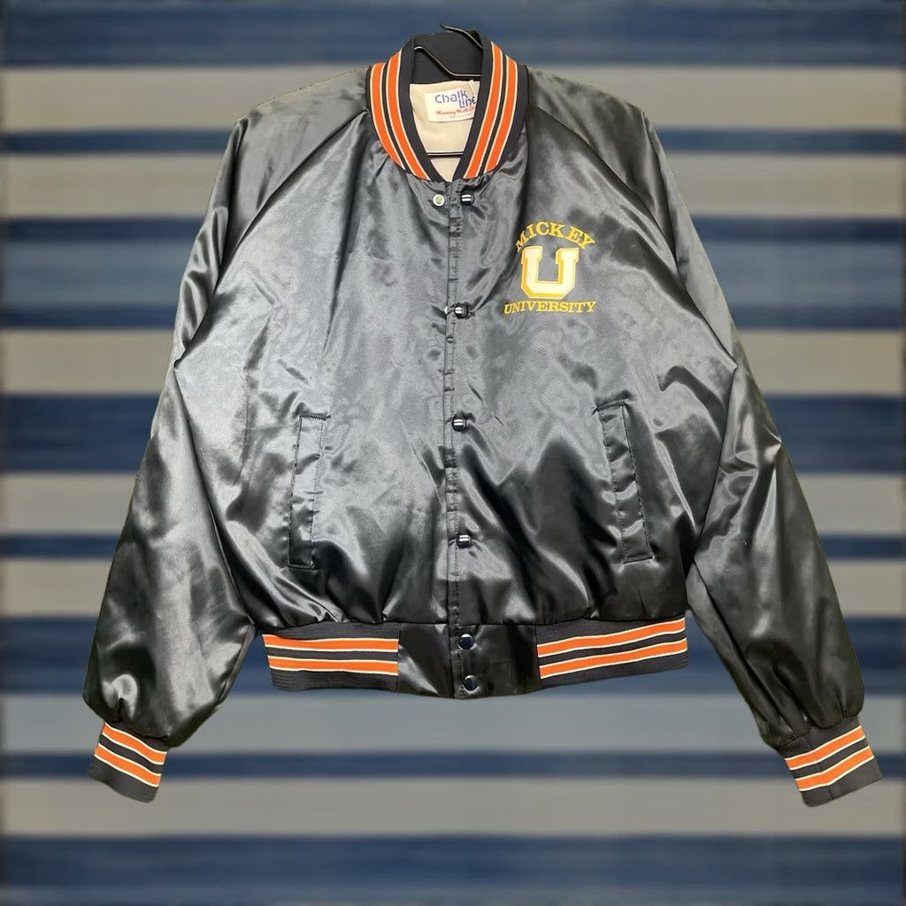 Chalk Line VINTAGE Chalk Line Mickey Mouse Varsity Jacket Mens L Blue Satin 90s 80s Disney World Logo Jacket Mens Boys Girls Size US L / EU 52-54 / 3 - 1 Thumbnail