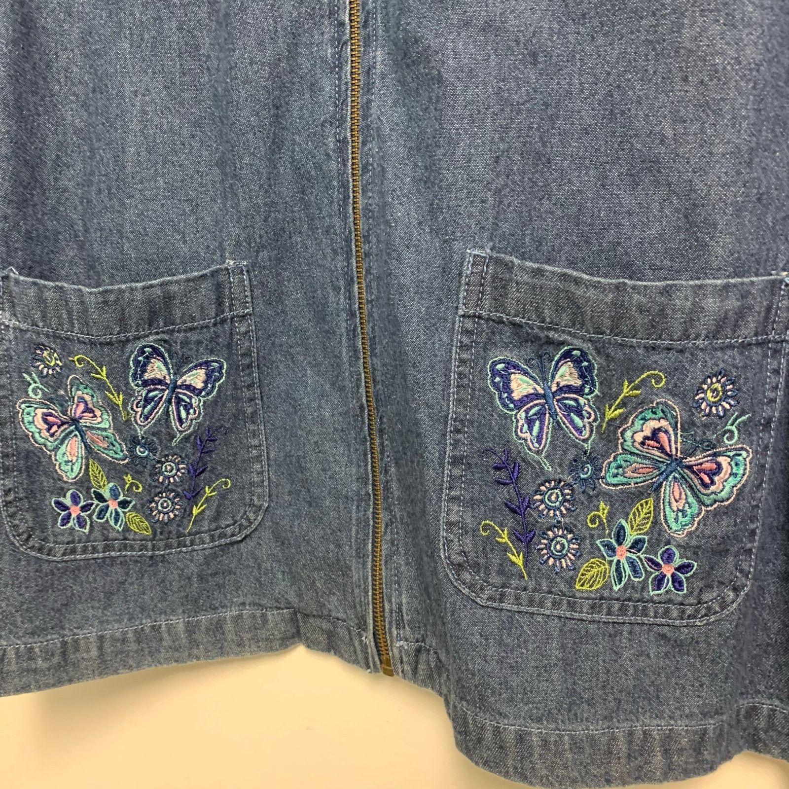 Vintage Blair Vintage Women's Full Zip Denim Cotton Butterfly Coat L Size L / US 10 / IT 46 - 4 Thumbnail