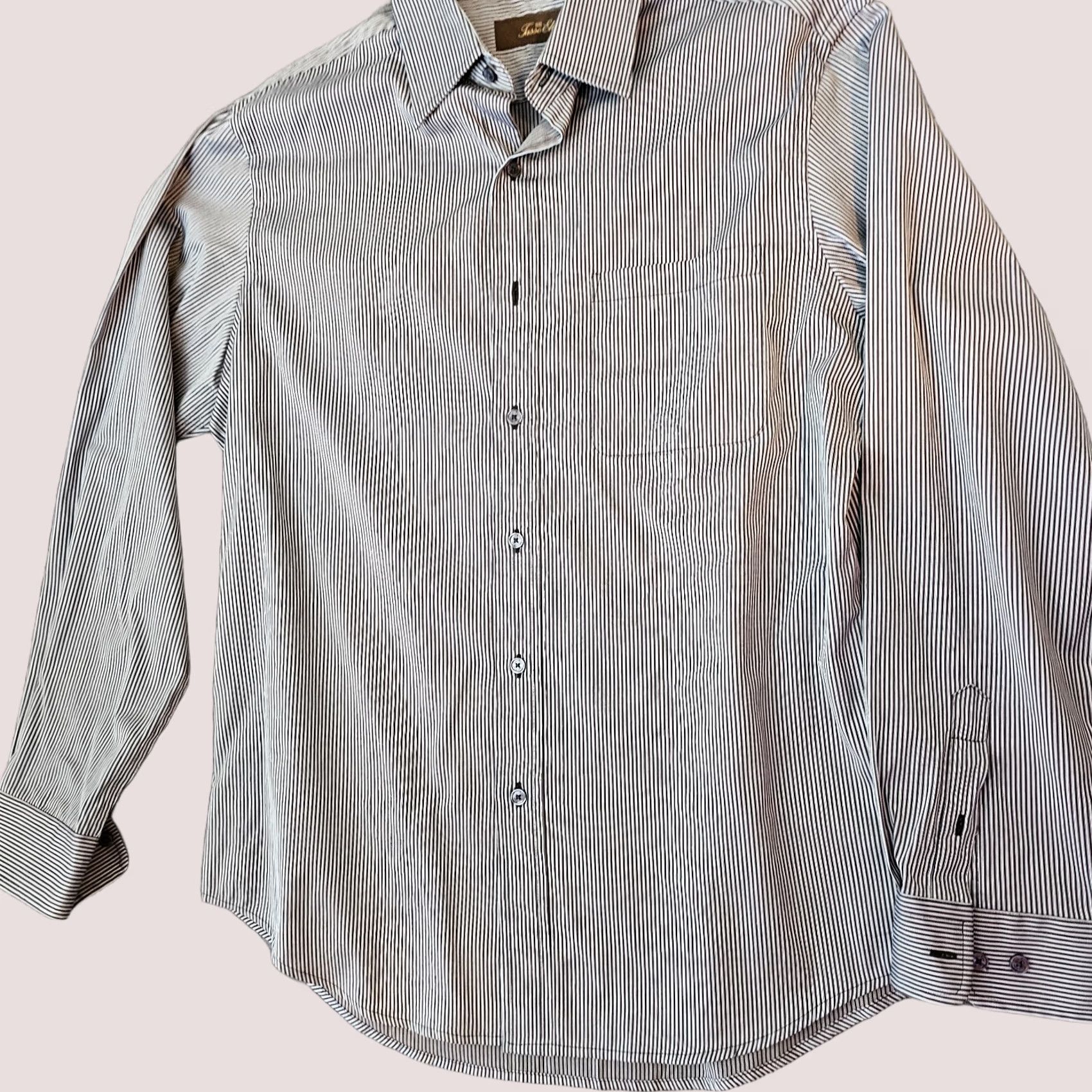 Tasso Elba Tasso Elba Shirt Blue Stripe Button-Up Long Sleeve M Pocket Mens Modern Fit Shirt Size US M / EU 48-50 / 2 - 1 Thumbnail