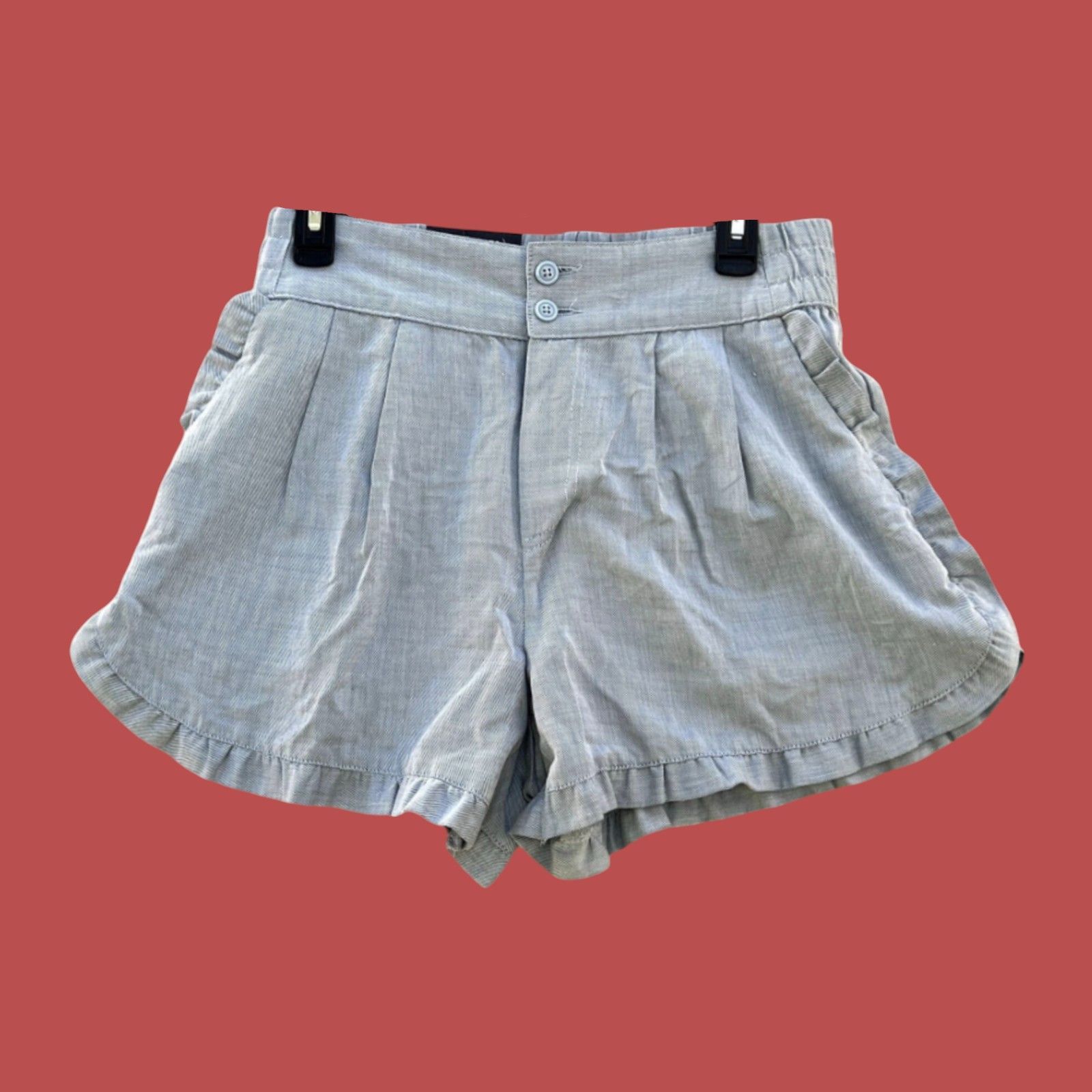 Other Who What Wear - Women's Cotton Shorts Ruffle Edge - Light Bl Size 28" / US 6 / IT 42 - 1 Thumbnail