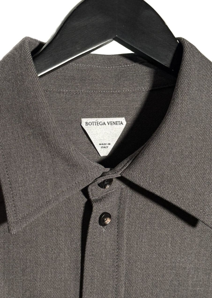 Bottega Veneta Bottega Veneta Grey Wool Serge Buttoned Shirt Size XL / US 12-14 / IT 48-50 - 4 Thumbnail