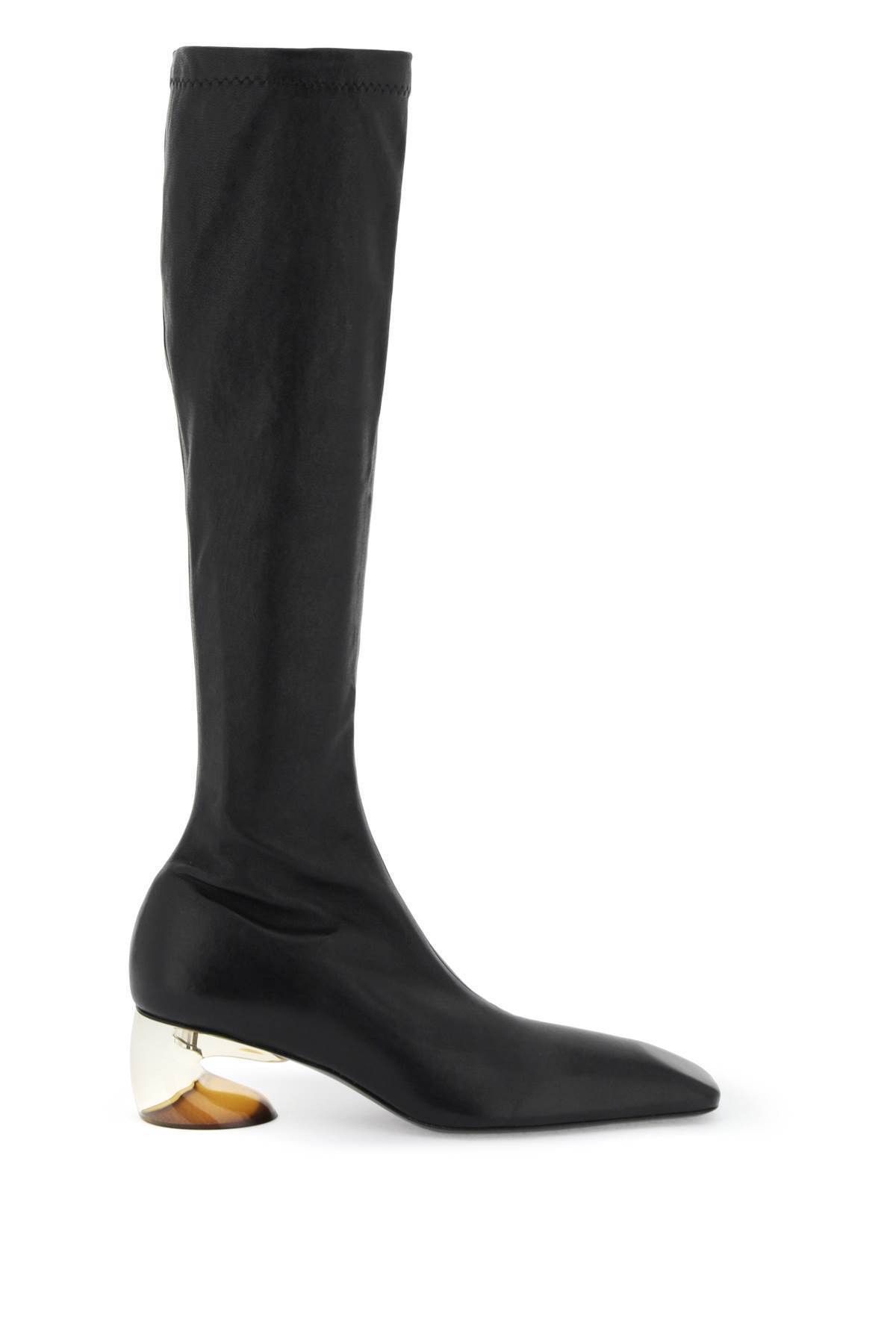 o1s22i1n0125 Stretch Leather Boots in Black