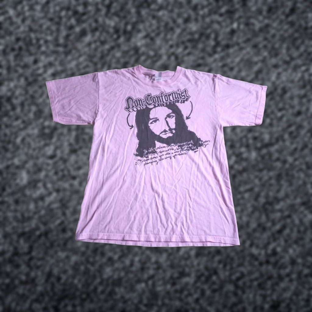 Gildan Retro T Shirt 2XL Light Pink Jesus Non Conformist Religious Romans 12 Mens Size US XXL / EU 58 / 5 - 1 Thumbnail