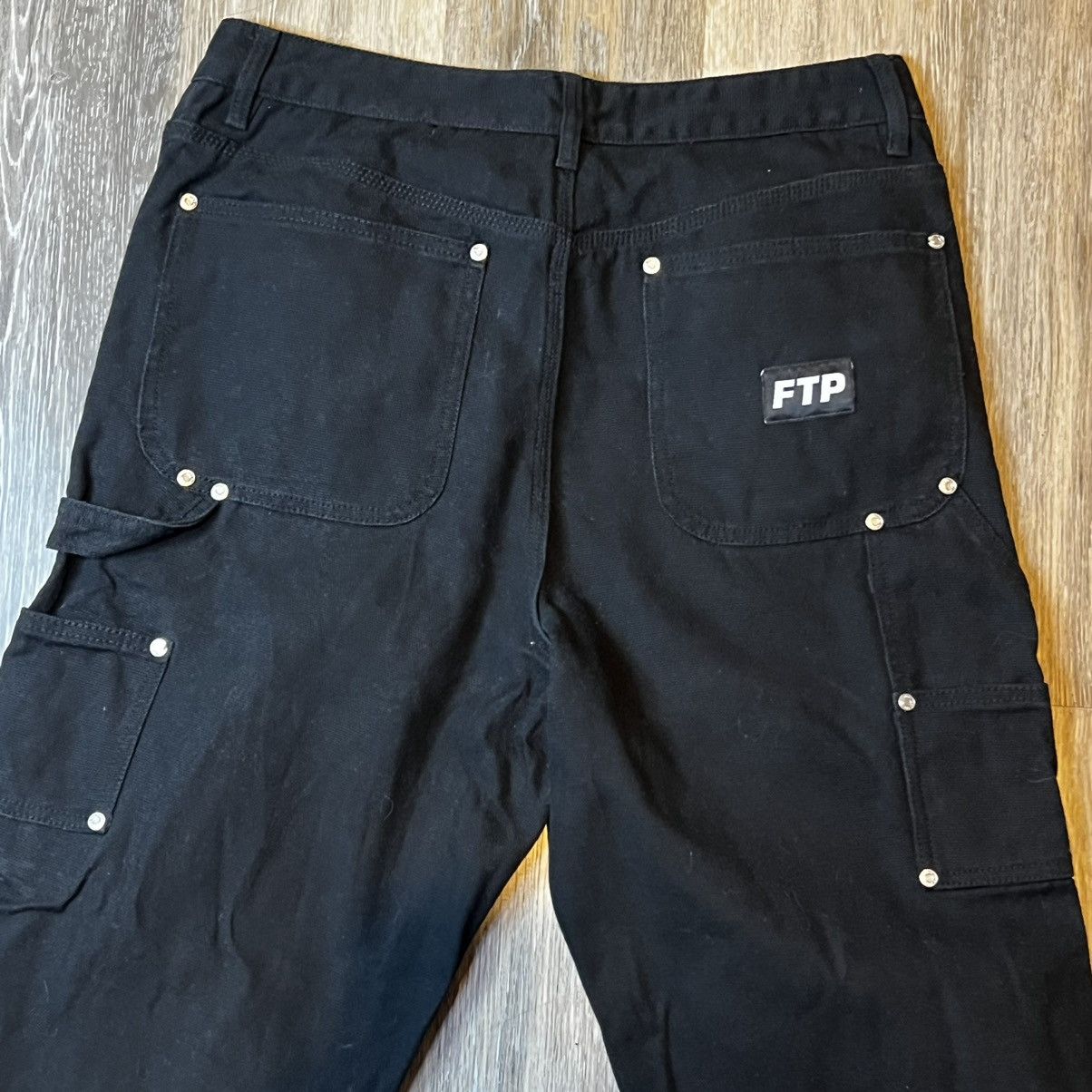 image of Fuck The Population Rivet Double Knee Carpenter Painter Pant in Black, Men's (Size 32)