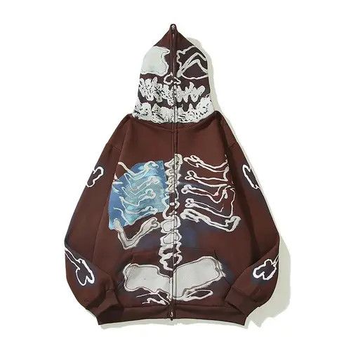 Japanese Brand Minami x Egawa Skeleton Print Zip Up Hoodie Punk Rock Y2k Size US L / EU 52-54 / 3 - 1 Thumbnail