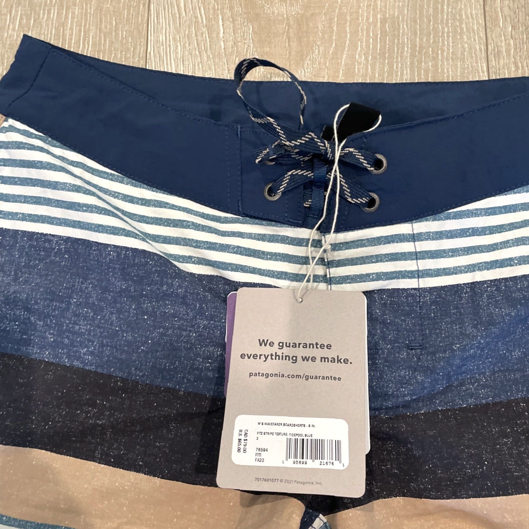 Patagonia Patagonia New Wavefarer W's Boardshorts 5" Stripe Texture Tidepool Blue Sz 2 Size 2 Activewear Board Shorts Football Style Size 26" / US 2 / IT 38 - 6 Thumbnail