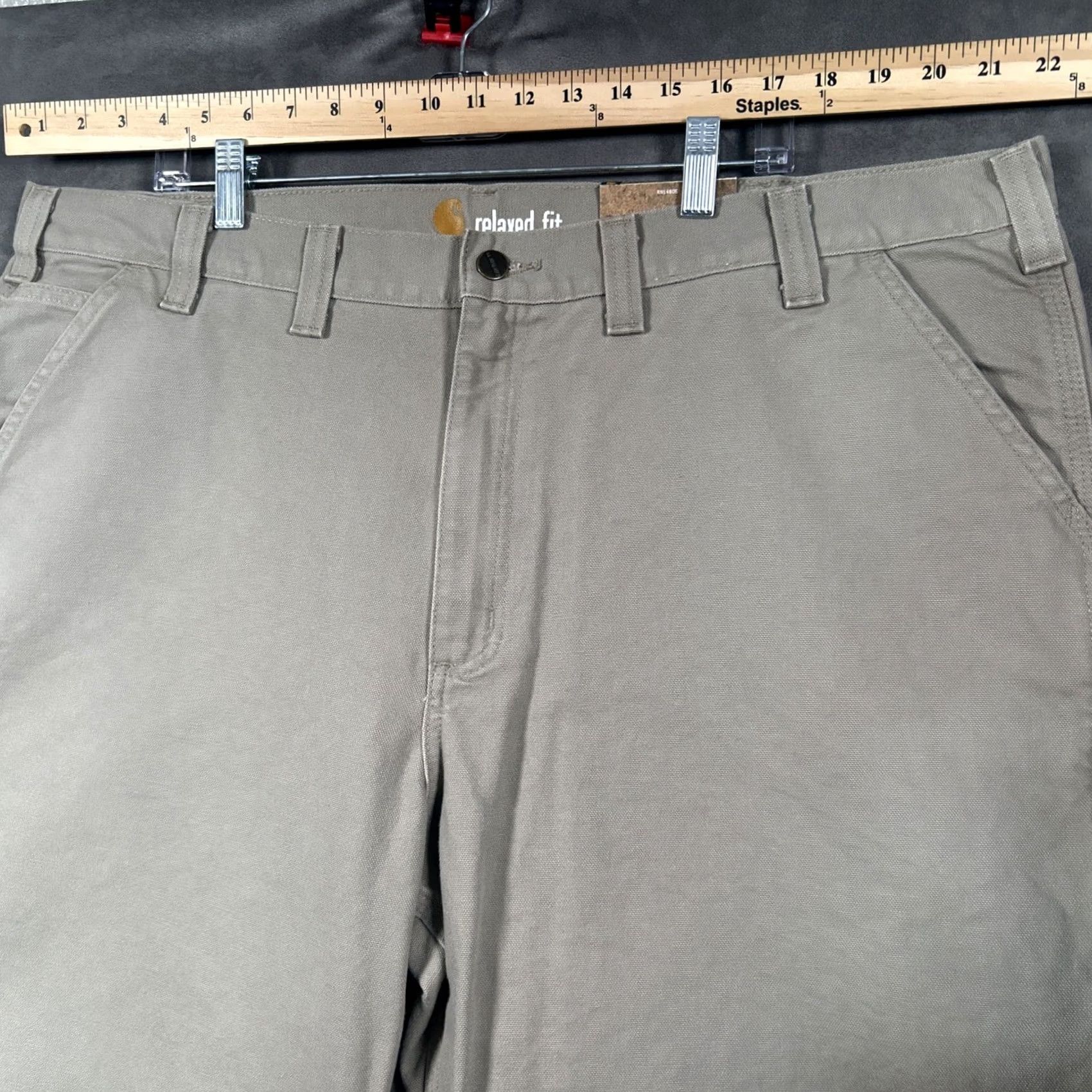 Carhartt Carhartt Mens 44x32 Relaxed Fit Washed Duck Work Dungaree Tan Canvas Pants Size US 44 / EU 60 - 3 Thumbnail