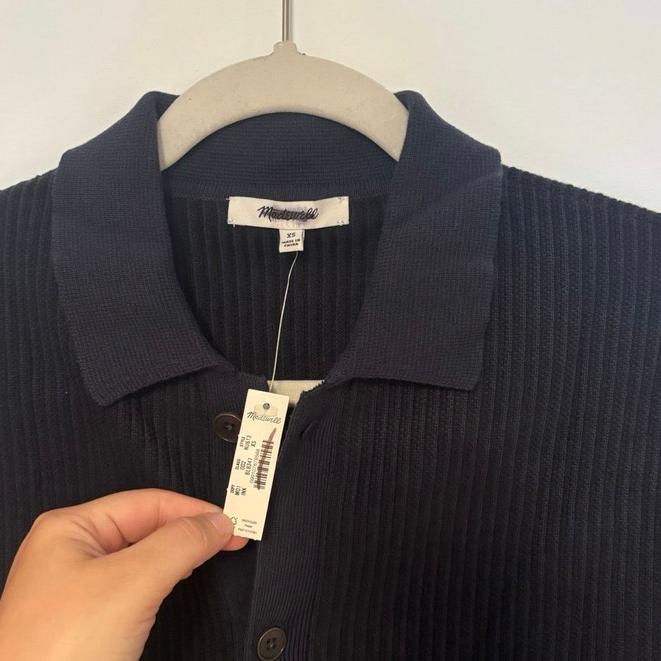Madewell NWT Madewell Tuck-Stitch Sweater Polo Navy Black Size XS Size US XS / EU 42 / 0 - 5 Thumbnail