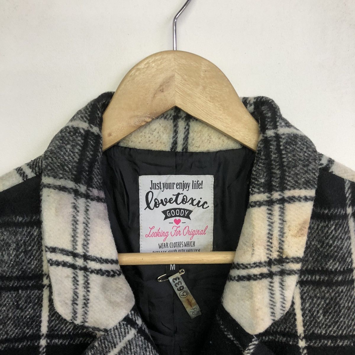 Japanese Brand LOVETOXIC Black Tartan Long Trench Coat Jacket Size US M / EU 48-50 / 2 - 6 Thumbnail