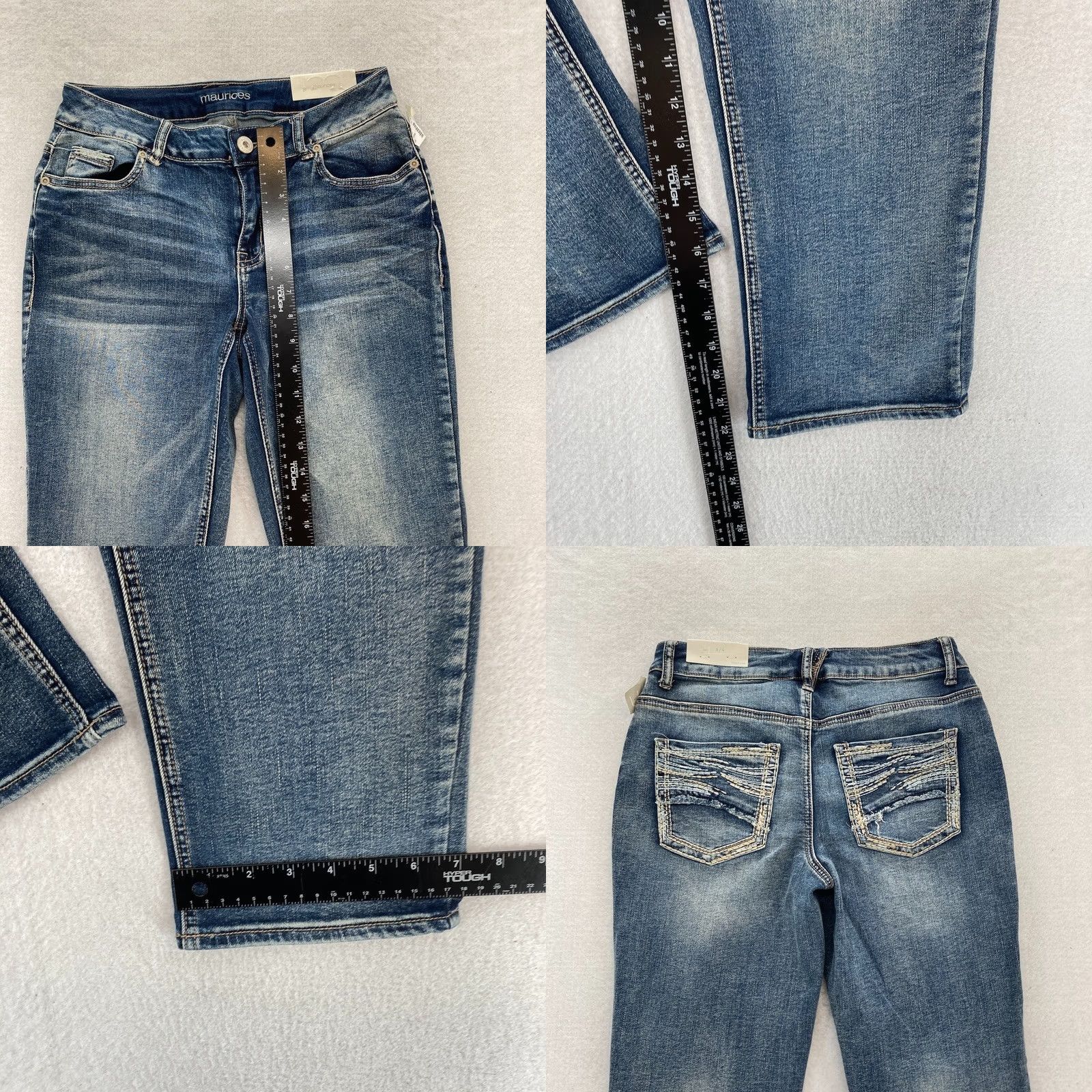 Vintage Maurices Capri Jeans Women's Capri Medium Wash Blue Stretch Denim Pants Cropped 4 Regular Womens Jeans Capris 22 in Inseam 3/4 Length Blue Maurices Size 27" / US 4 / IT 40 - 8 Thumbnail
