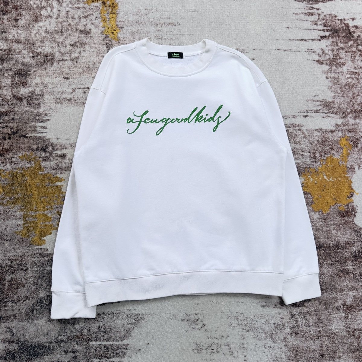 AFEW AFGK A FEW GOOD KIDS WHITE CREWNECK SWEATSHIRT GREEN LOGO Size US L / EU 52-54 / 3 - 4 Thumbnail