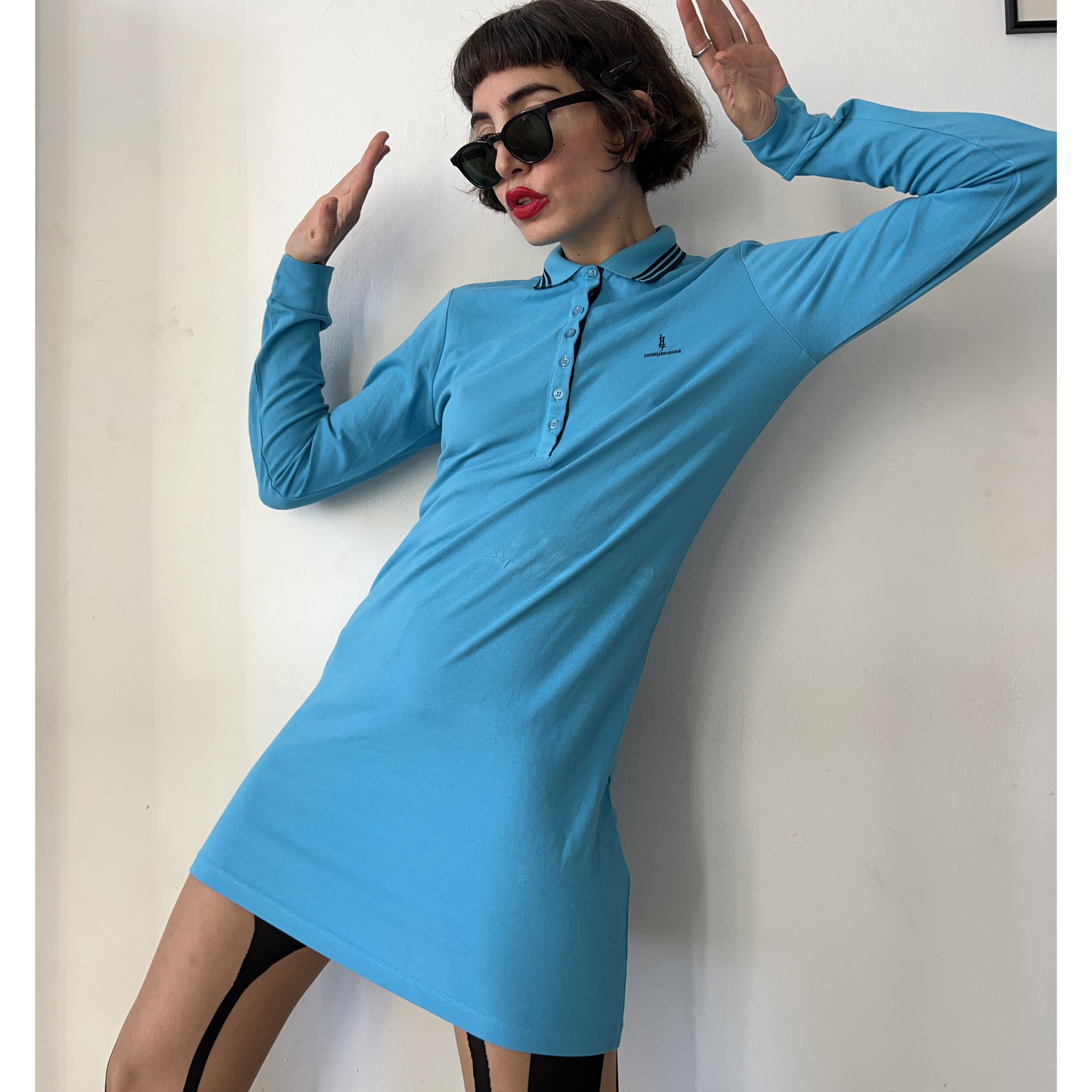 Vintage Vintage blue mod polo dress Size L / US 10 / IT 46 - 1 Thumbnail