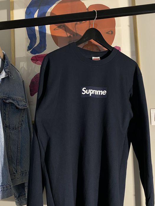 Supreme Supreme Navy Box Logo L/s size M | Grailed