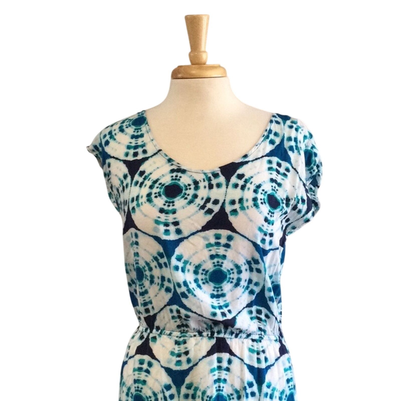 Banana Republic Banana Republic Blue/White Elastic Waist A-line Dress Size M Size M / US 6-8 / IT 42-44 - 2 Thumbnail