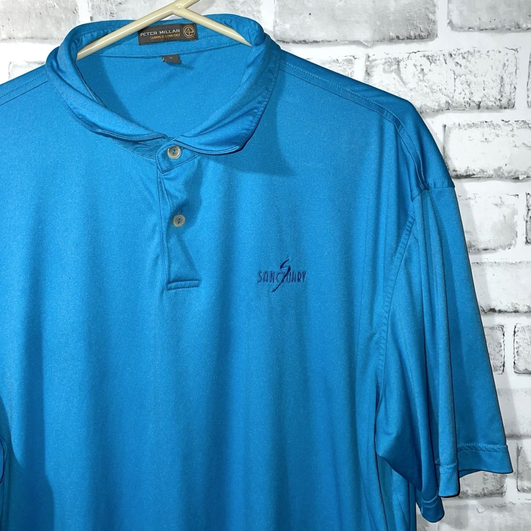 Peter Millar Peter Millar Summer Comfort Polo Shirt Mens XL Blue Sanctuary Polo Shirt Size US XL / EU 56 / 4 - 2 Thumbnail