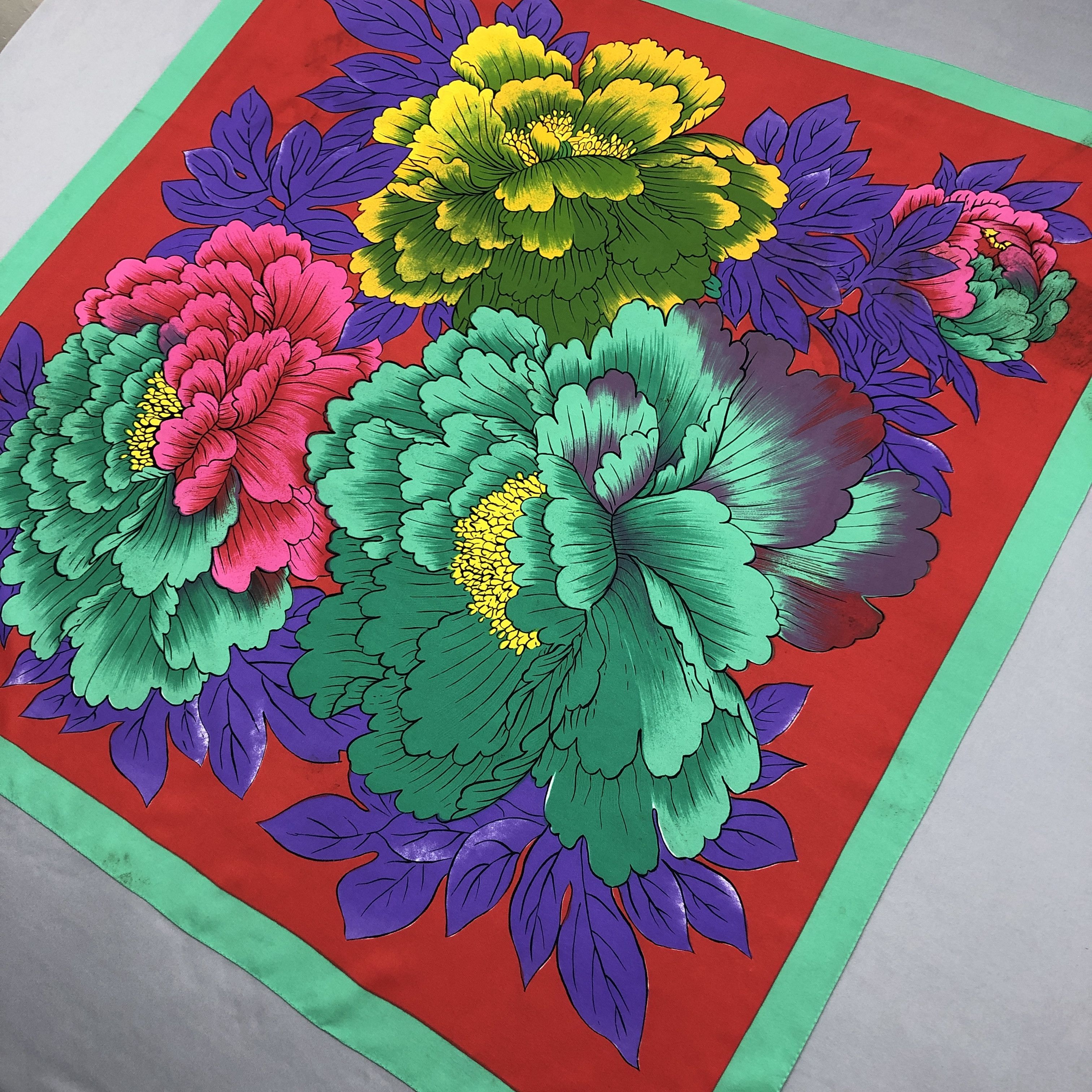 Japanese Brand Vintage 90s Floral SILK Scarf Twill Stole Wraps Scarves Size ONE SIZE - 3 Thumbnail