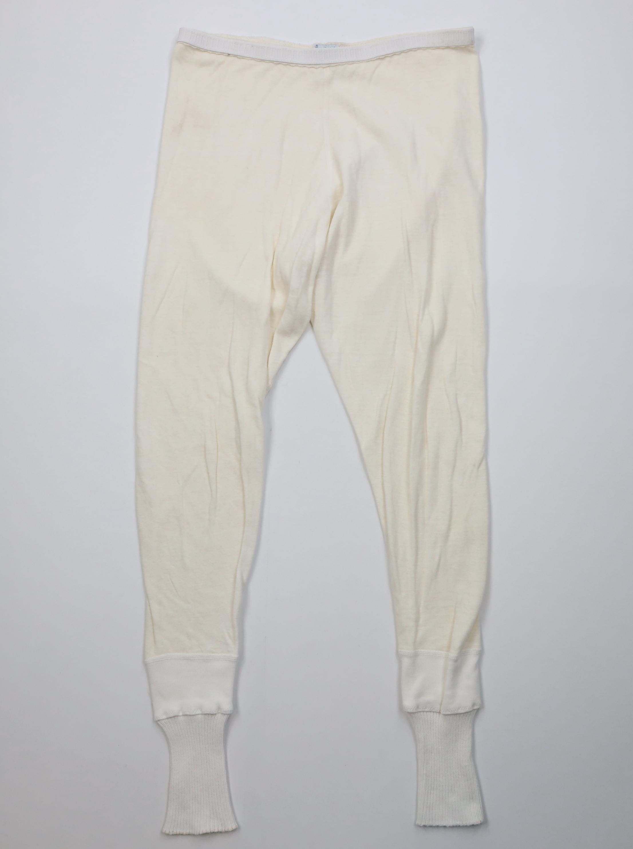 Vintage Vintage 50s 60s Wool Knit Thermal Joggers Pants Cream USA Size 38" / US 16 / IT 52 - 1 Thumbnail