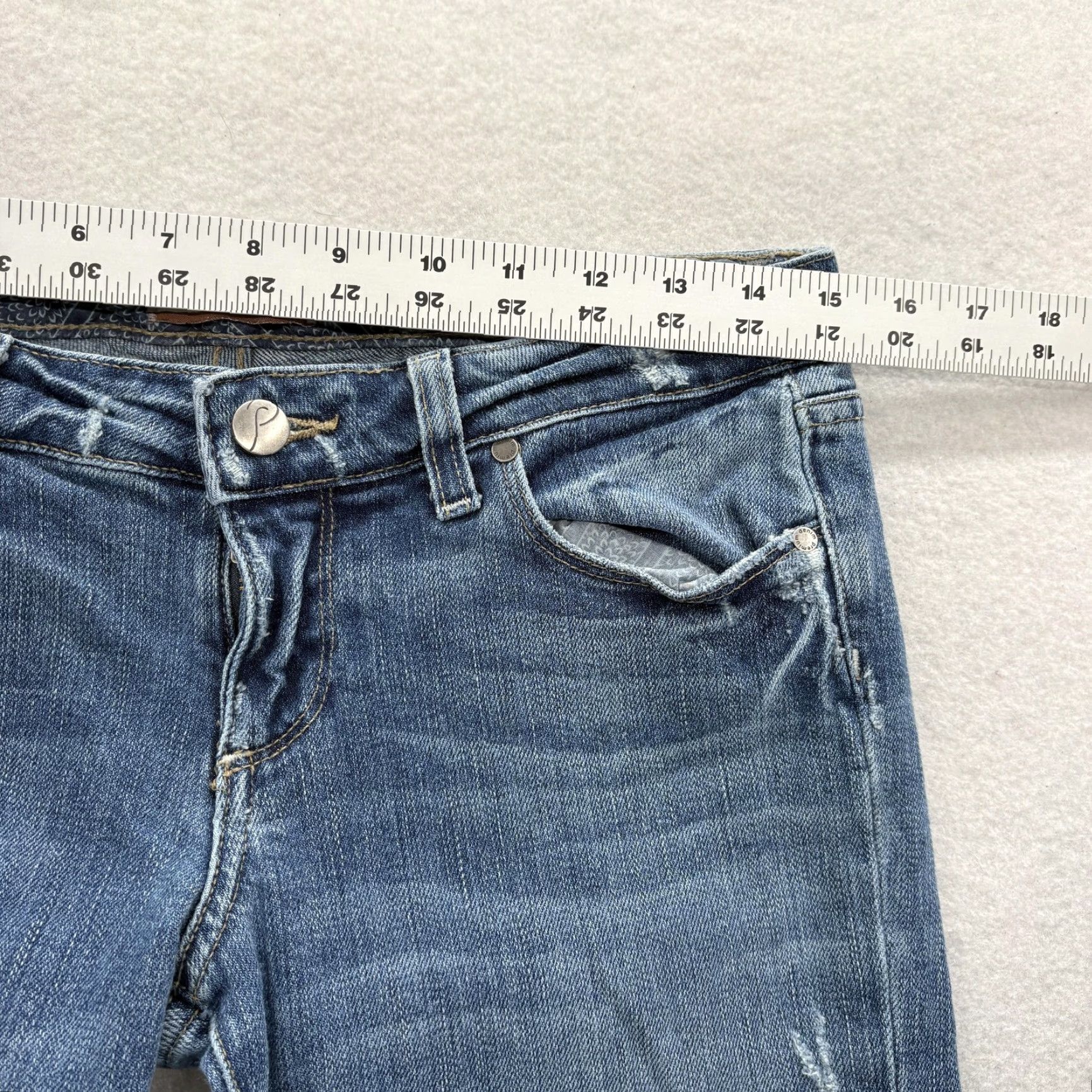 Paige Paige Laurel Canyon Bootcut Jeans Womens 28 Blue Low Rise Stretch Embroidered Size 28" / US 6 / IT 42 - 7 Thumbnail