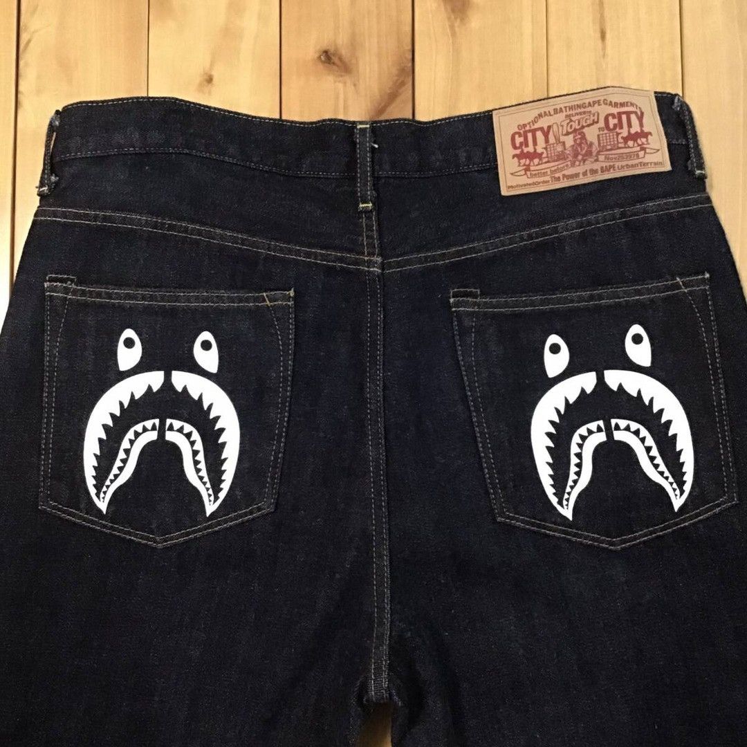 Bape BAPE Shark denim pants a bathing ape ★size L Size US 34 / EU 50 - 3 Thumbnail