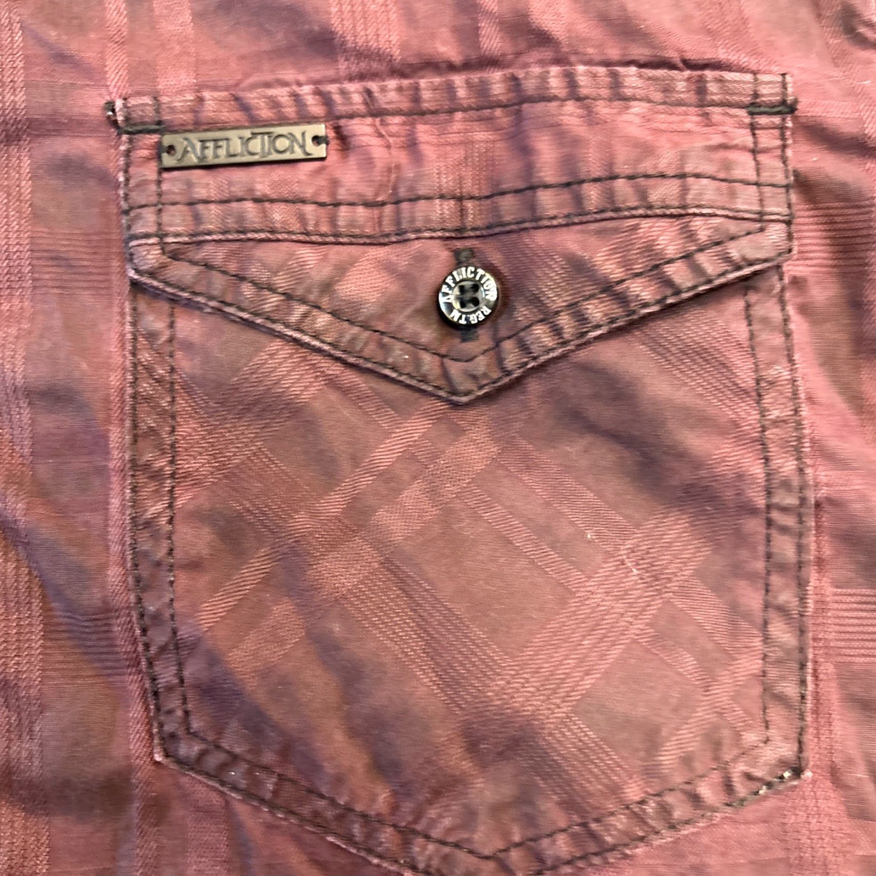 Affliction Affliction Button-Up Shirt Men M Purple Studded Y2K Premium Black Medium Size US M / EU 48-50 / 2 - 2 Thumbnail