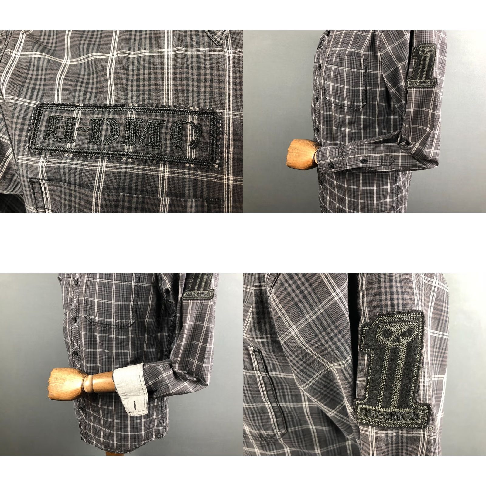 Harley Davidson Harley-Davidson Men's Shirt M Gray Cotton Check Button-Up Casual Regular Size US M / EU 48-50 / 2 - 8 Thumbnail