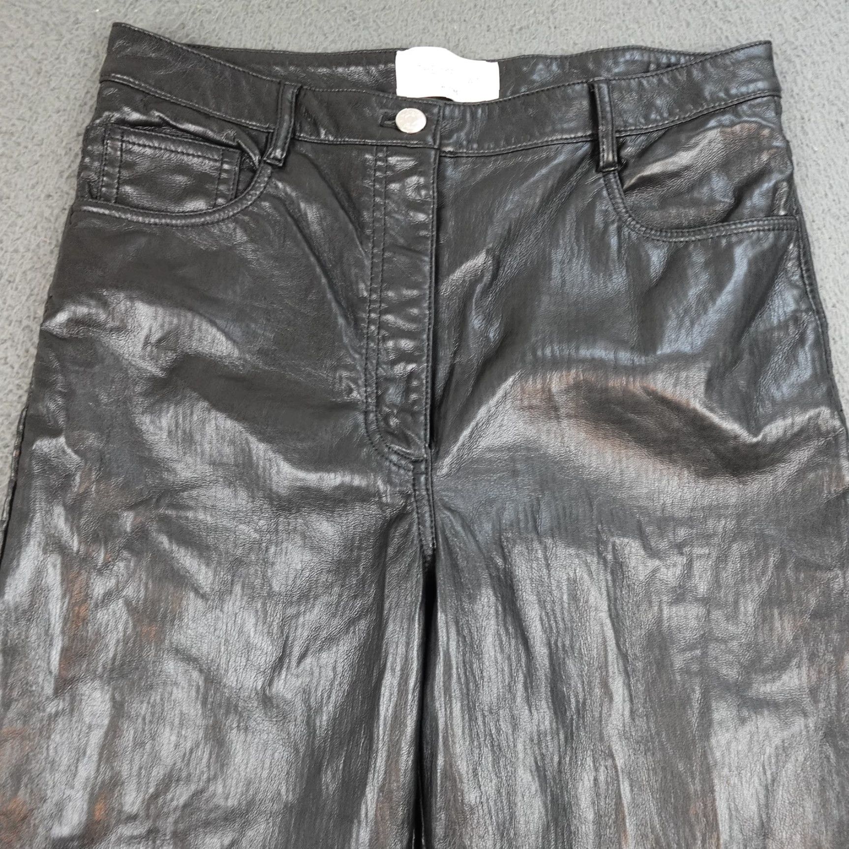 Vintage Wilfred The Melina Pants Womens 10 Black High Rise Faux Leather Straight Leg Pants Size 32" / US 10 / IT 46 - 2 Thumbnail