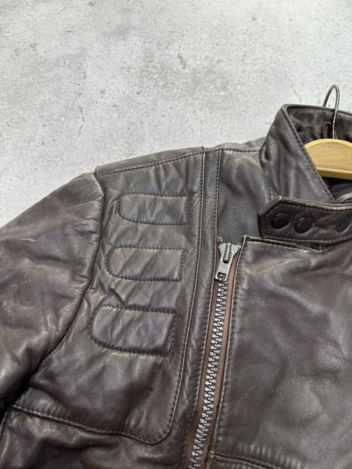 Japanese Brand Vintage 90s Stone Leather Multi-Zip Racing Jacket Size US M / EU 48-50 / 2 - 10 Thumbnail