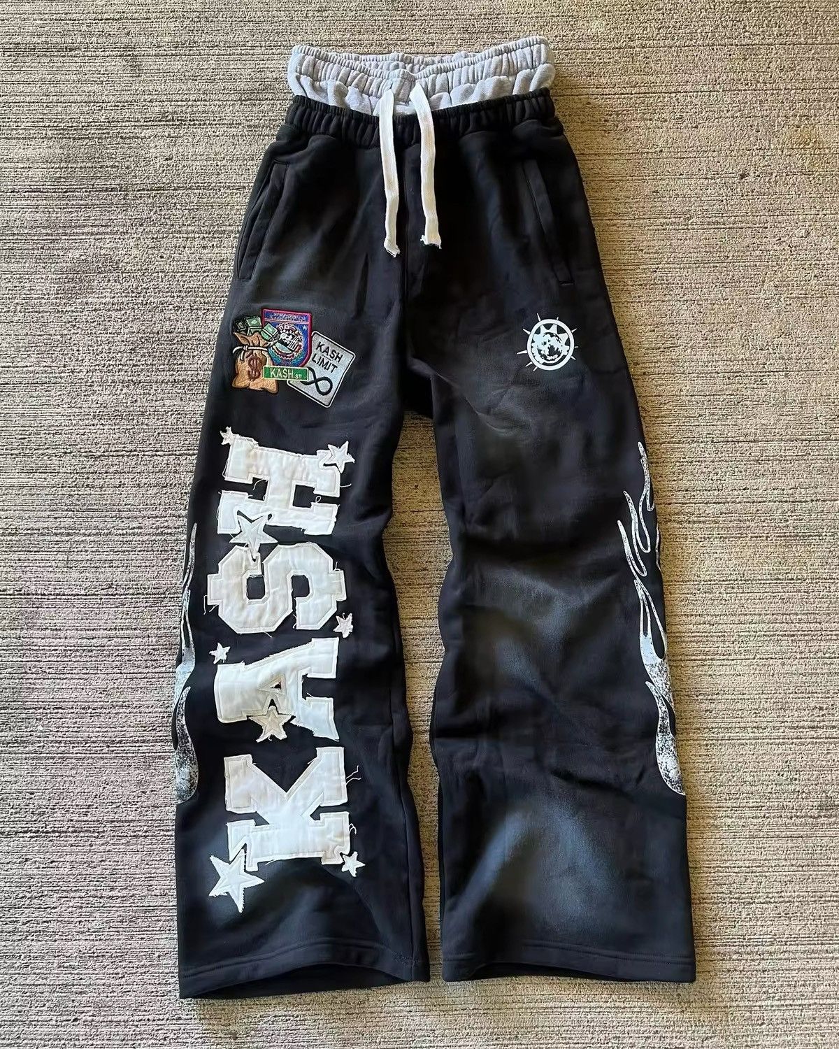 Vintage Retro Double Waisted Embroidered Letter Sweatpants Size US 36 / EU 52 - 1 Thumbnail