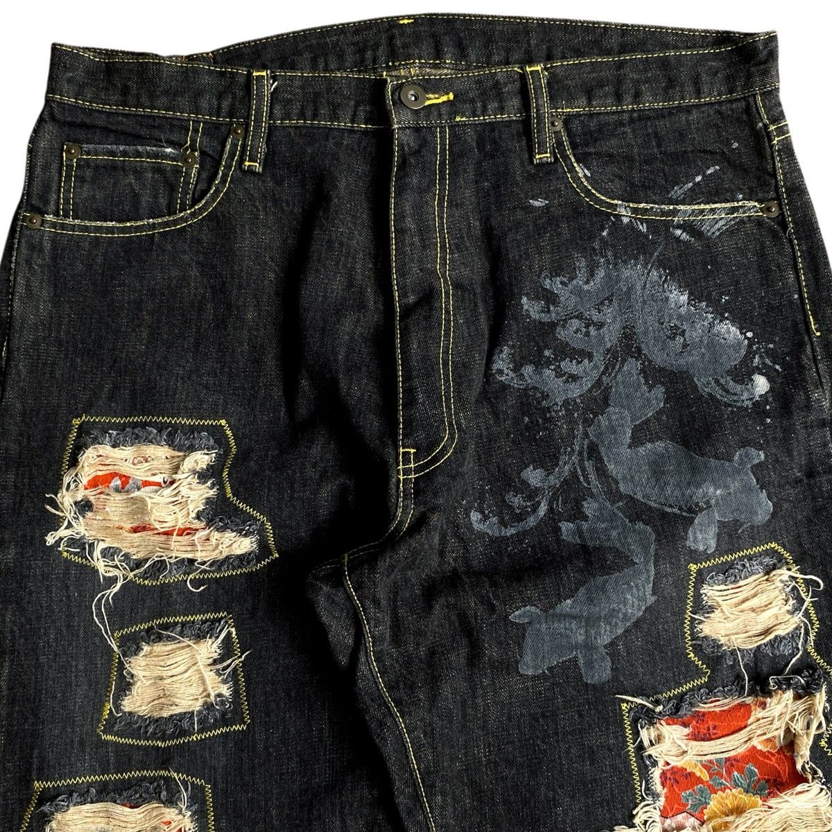 Ed Hardy × Japanese Brand Vintage Japanese Denim Koi Karakuri tamashi Sukajan Jeans Size US 35 - 4 Thumbnail