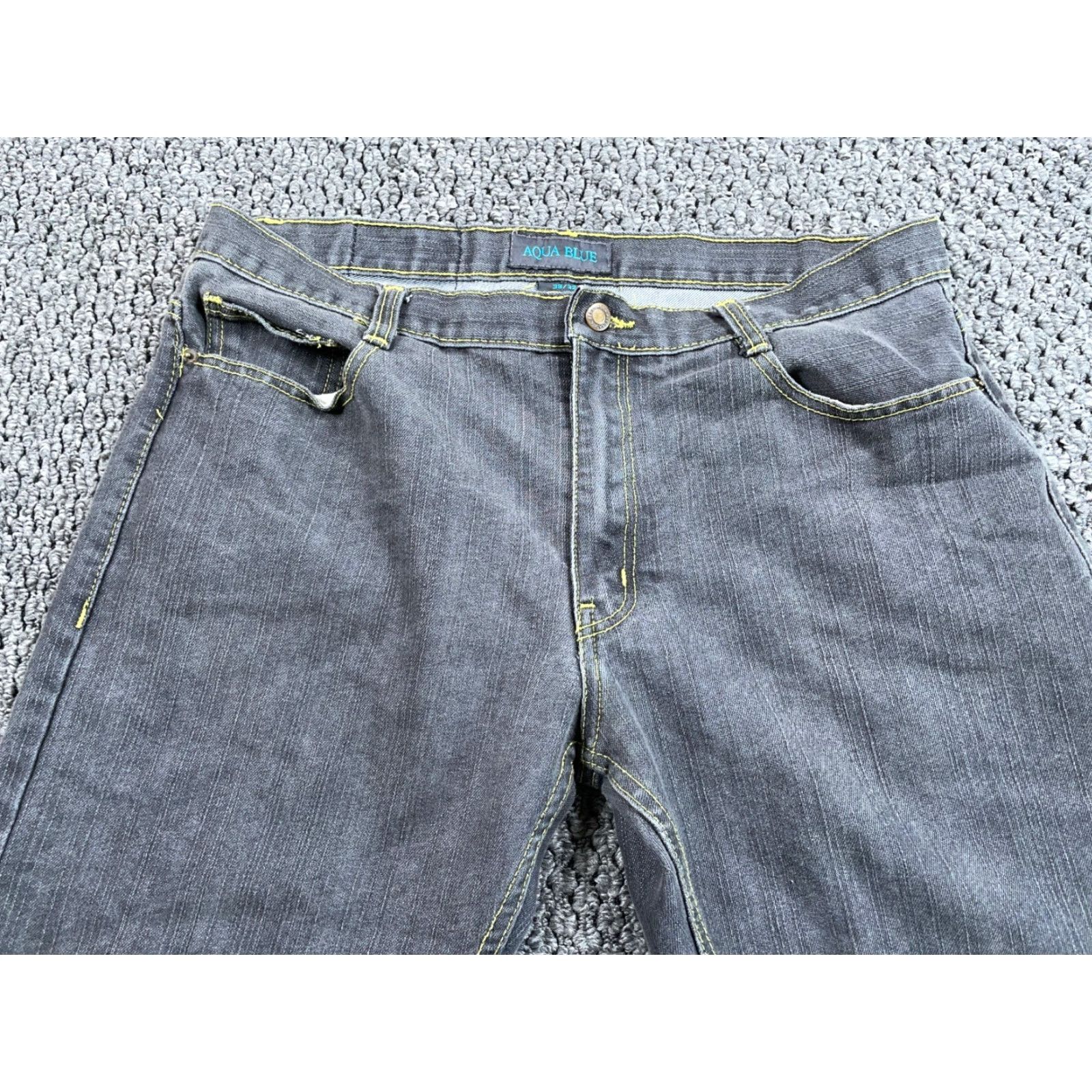 Vintage VINTAGE Y2K Men's Baggy Fit Jeans 38/32 Dark Gray Denim Loose Straight 90s Grunge Retro Size US 37 - 4 Thumbnail