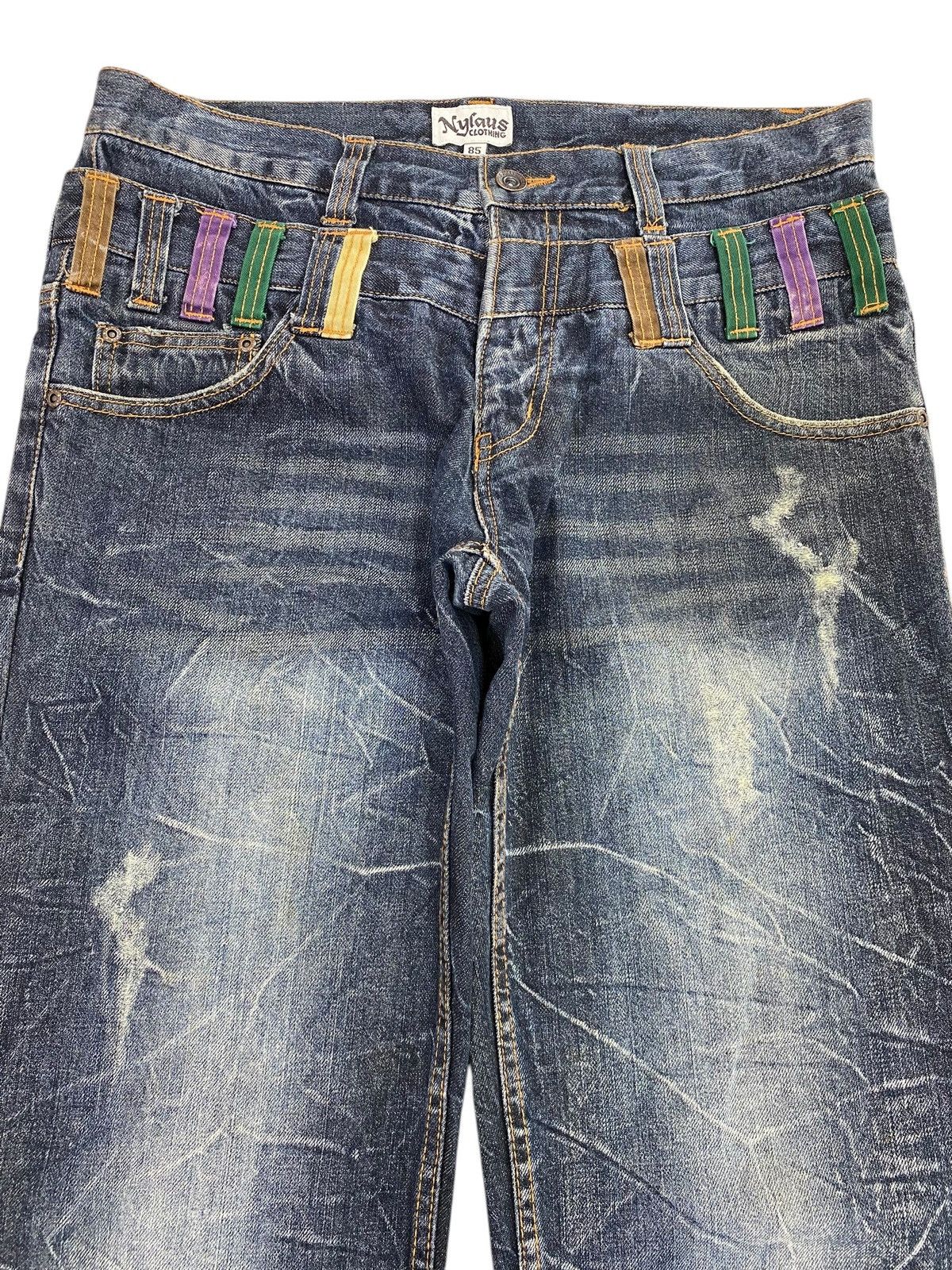 Japanese Brand Nylaus Acid Wash Thunnder Style Straight Cut Jeans Size US 32 / EU 48 - 2 Thumbnail