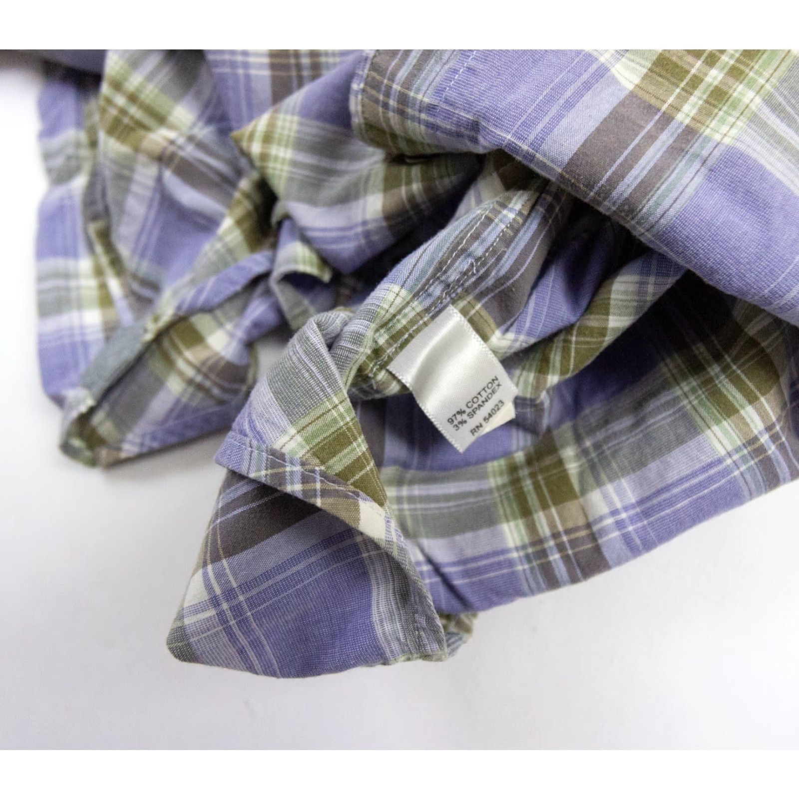 Banana Republic Banana Republic Shirt Men Medium Purple Western Button-Up Plaid Cotton Spandex Long Sleeve Non-Iron Casual Logo-free Mens Size US M / EU 48-50 / 2 - 7 Thumbnail