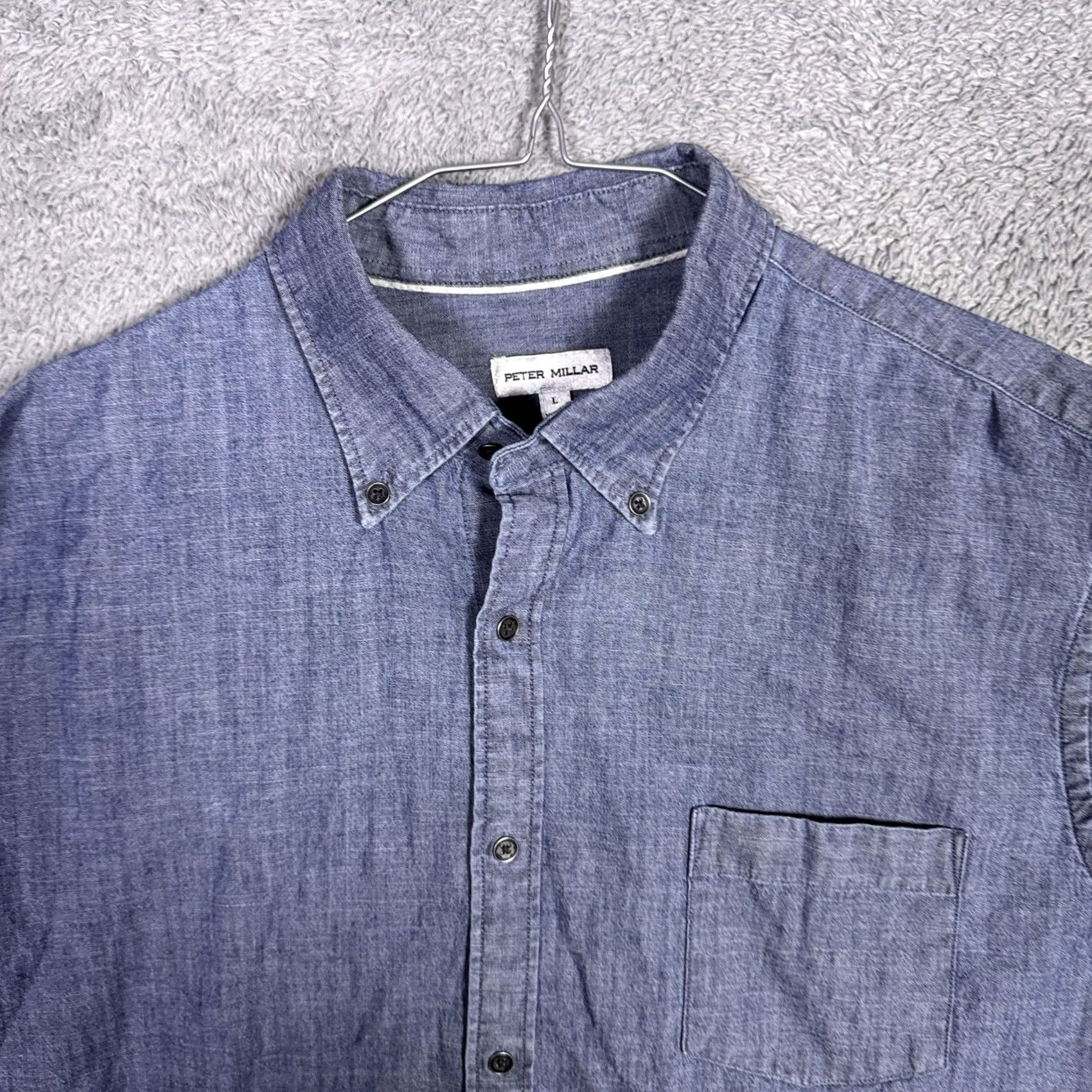 Peter Millar Peter Millar Shirt Mens L Denim Chambray Button-Up Crown Crafted Size US L / EU 52-54 / 3 - 4 Thumbnail