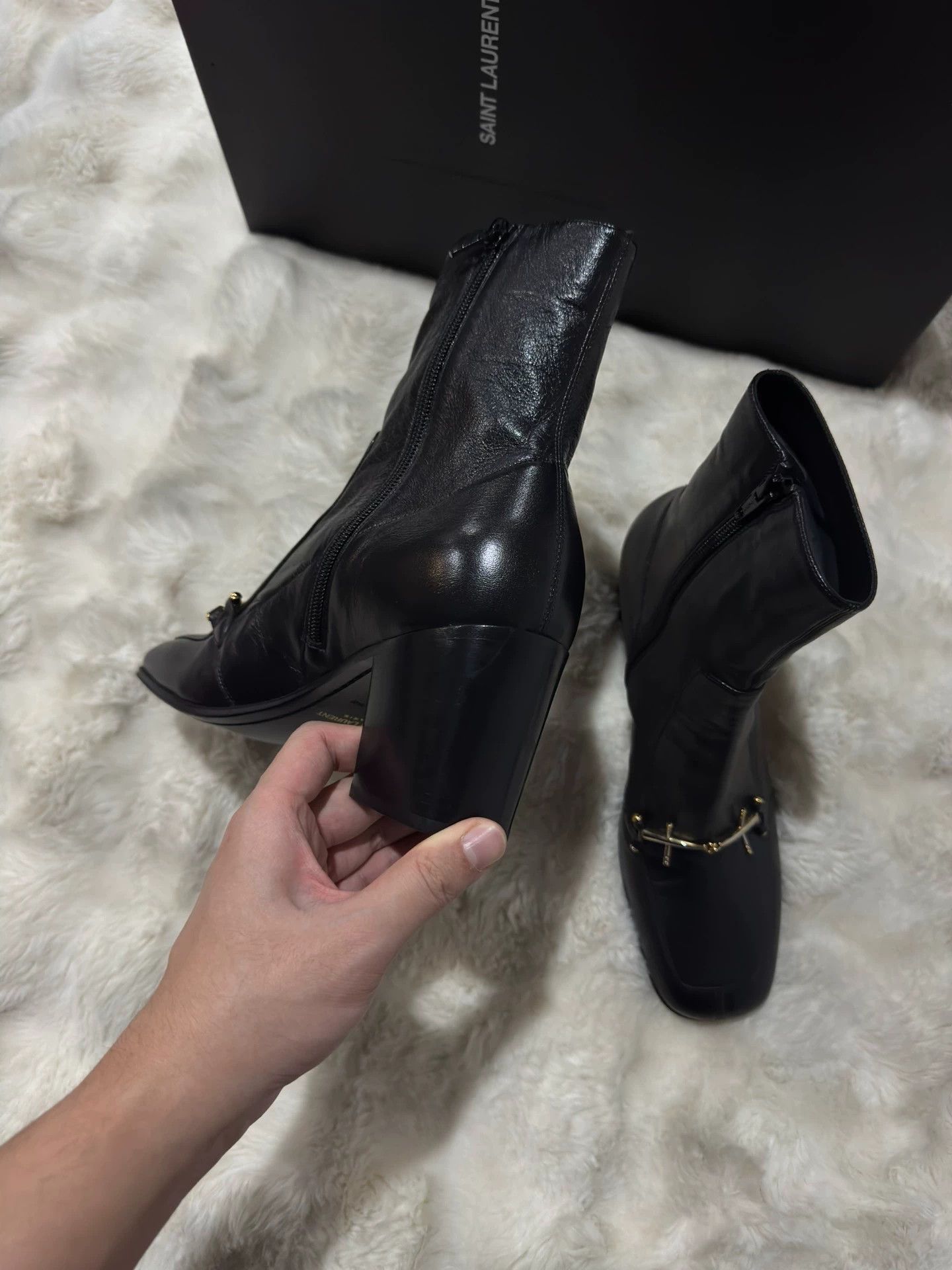 Saint Laurent Paris Saint Laurent YSL black and gold show boots for men Size US 8 / EU 41 - 2 Thumbnail
