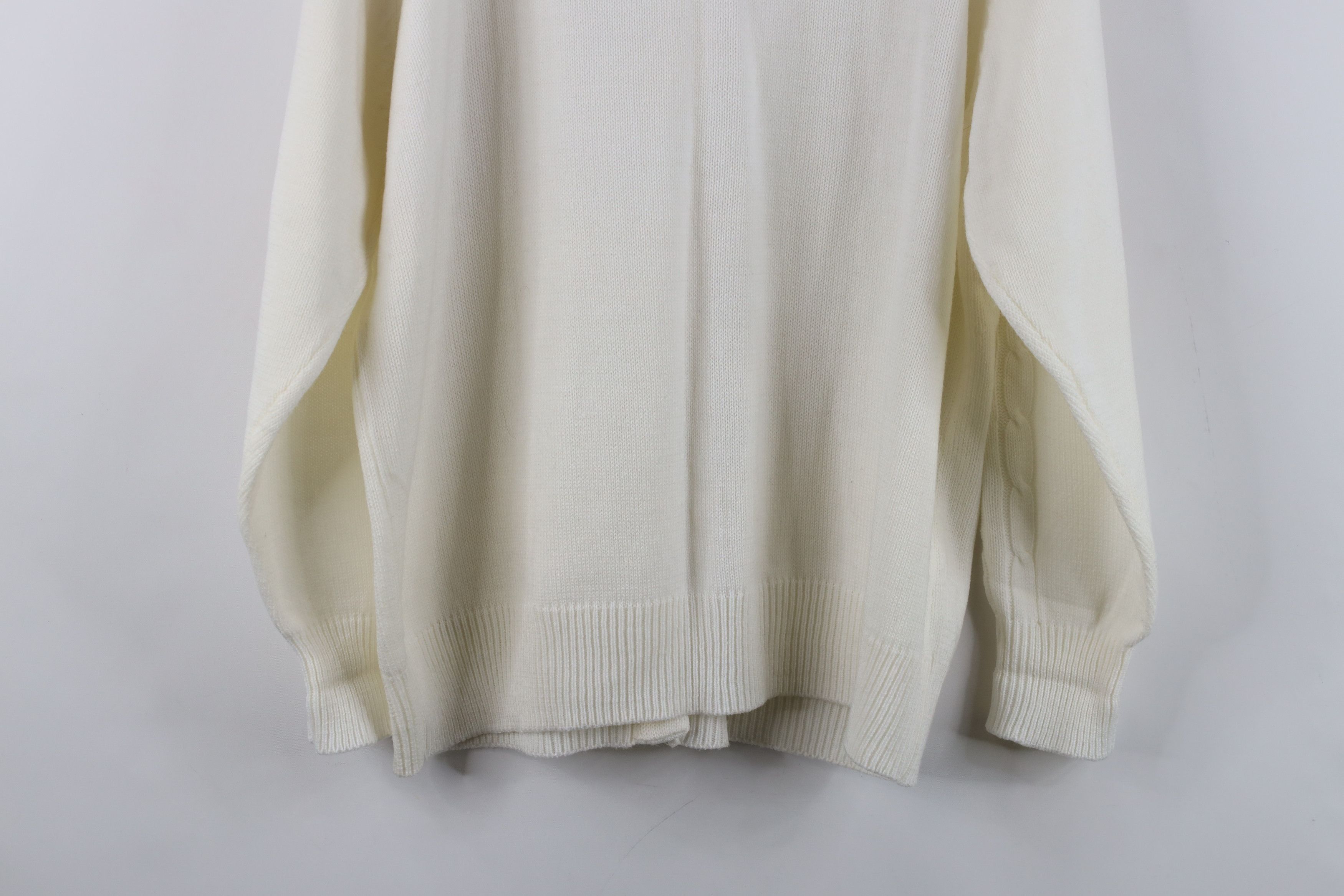 Vintage Vintage 90s Streetwear Knit Cardigan Sweater White Acrylic Size XL / US 12-14 / IT 48-50 - 13 Thumbnail