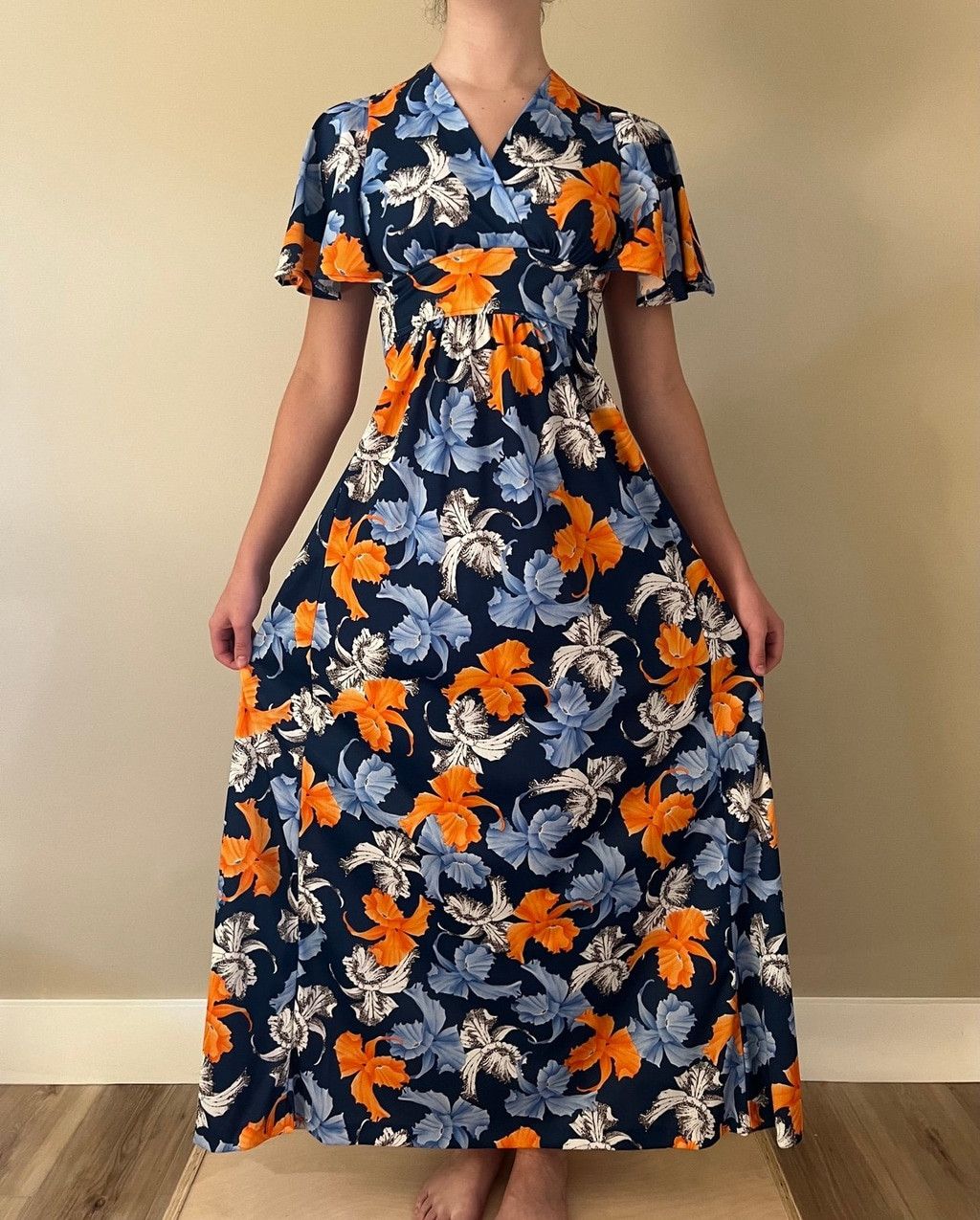 Vintage BNWT 1970s Deadstock Vintage Maxi Tiki Hibiscus Dress mint Size S / US 4 / IT 40 - 3 Thumbnail
