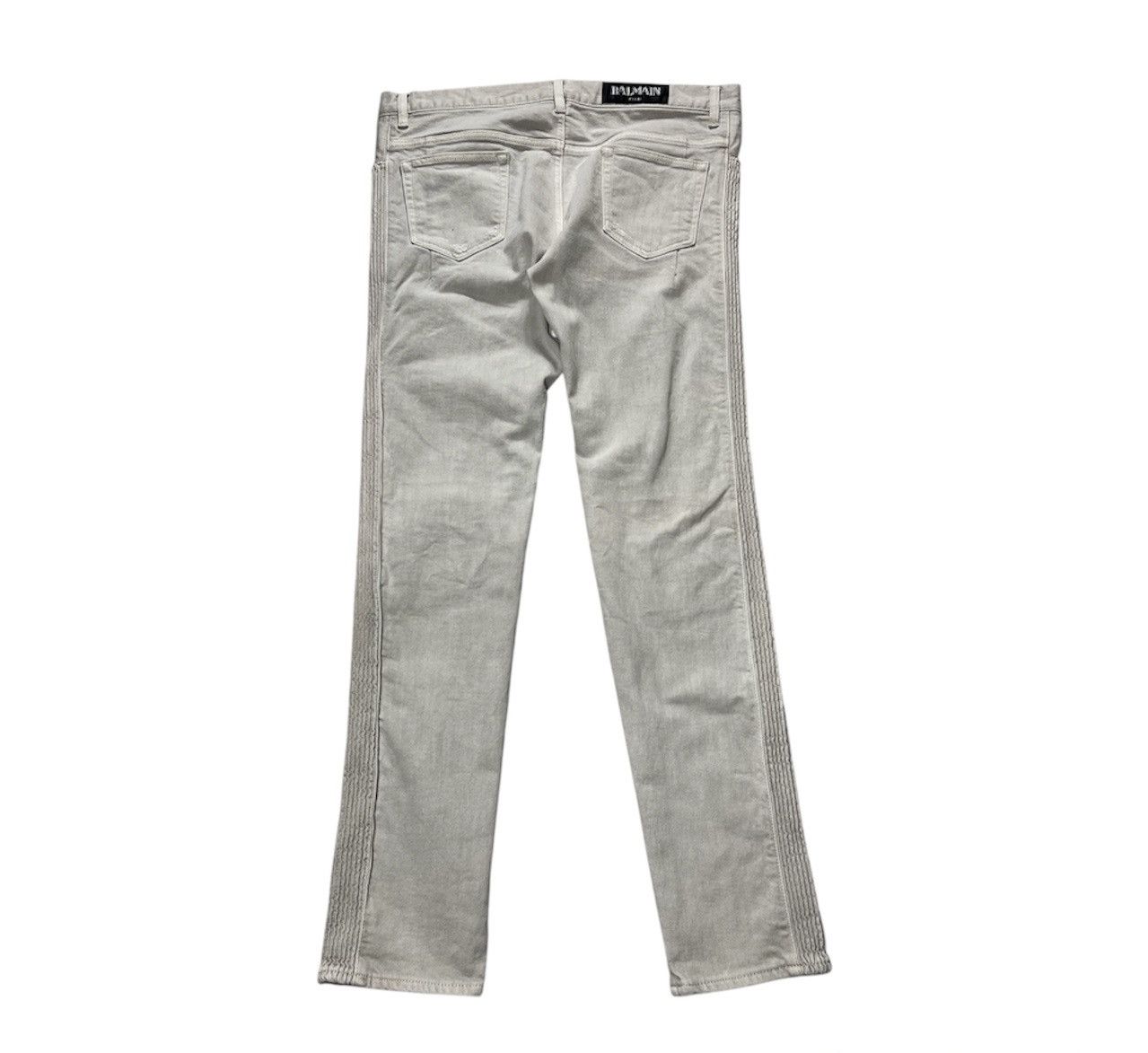 Balmain Archive Balmain biker beige distressed denim pants zippers Size US 34 / EU 50 - 2 Thumbnail
